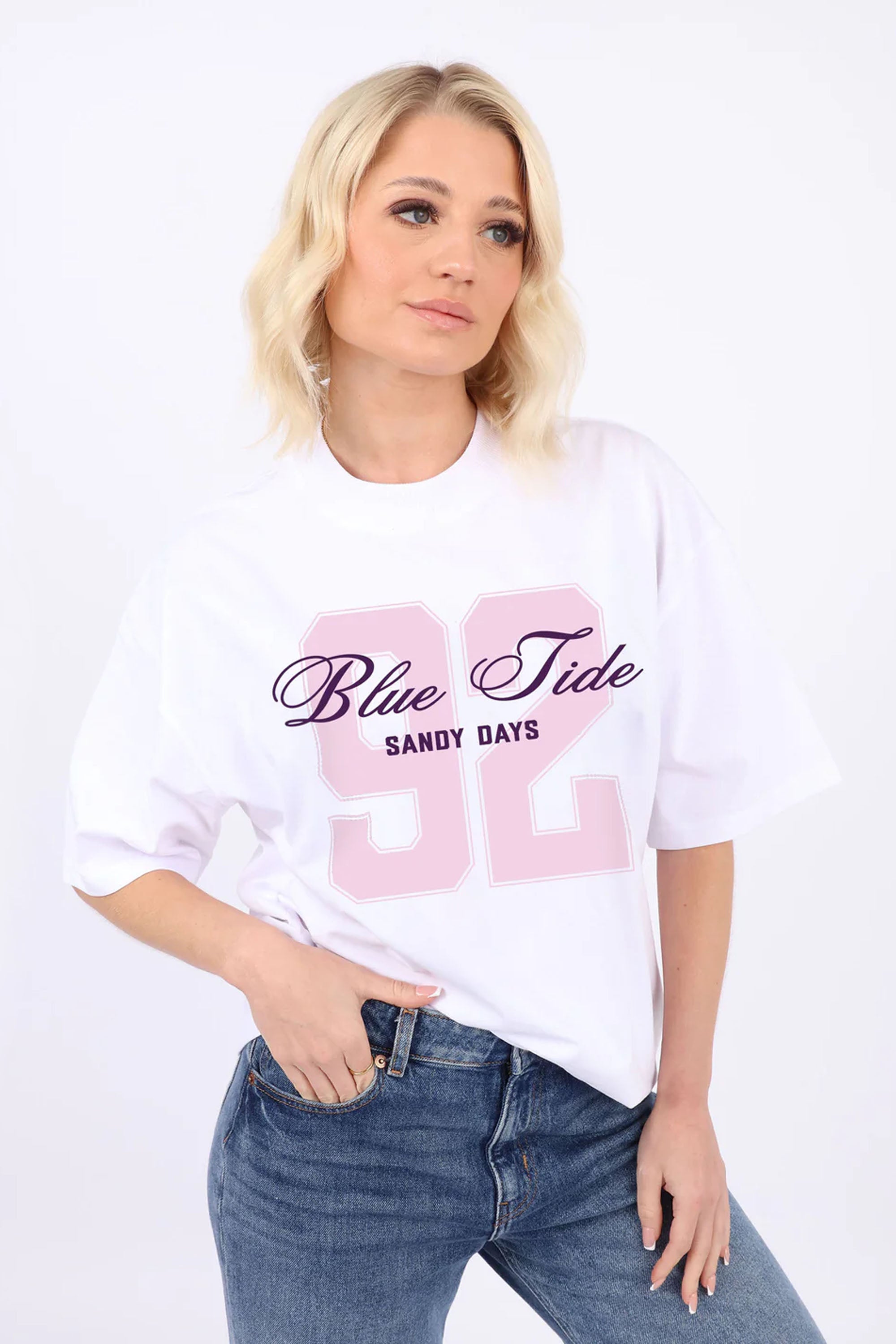 220GSM Oversize T-Shirt Blue Tide Print