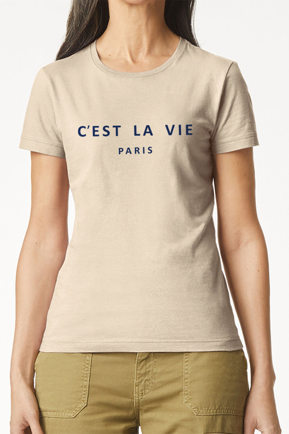 C'est La Vie Paris Slogan Fitted T-Shirt (Pack of 6)