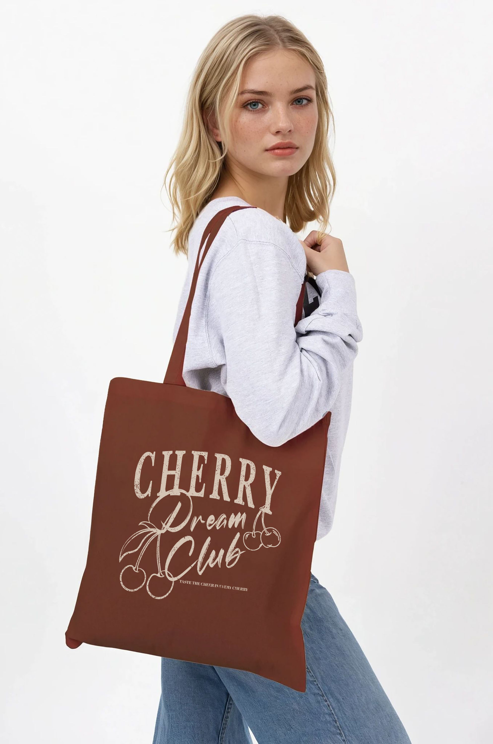 Cherry Dream Club Printed Cotton Tote Bag