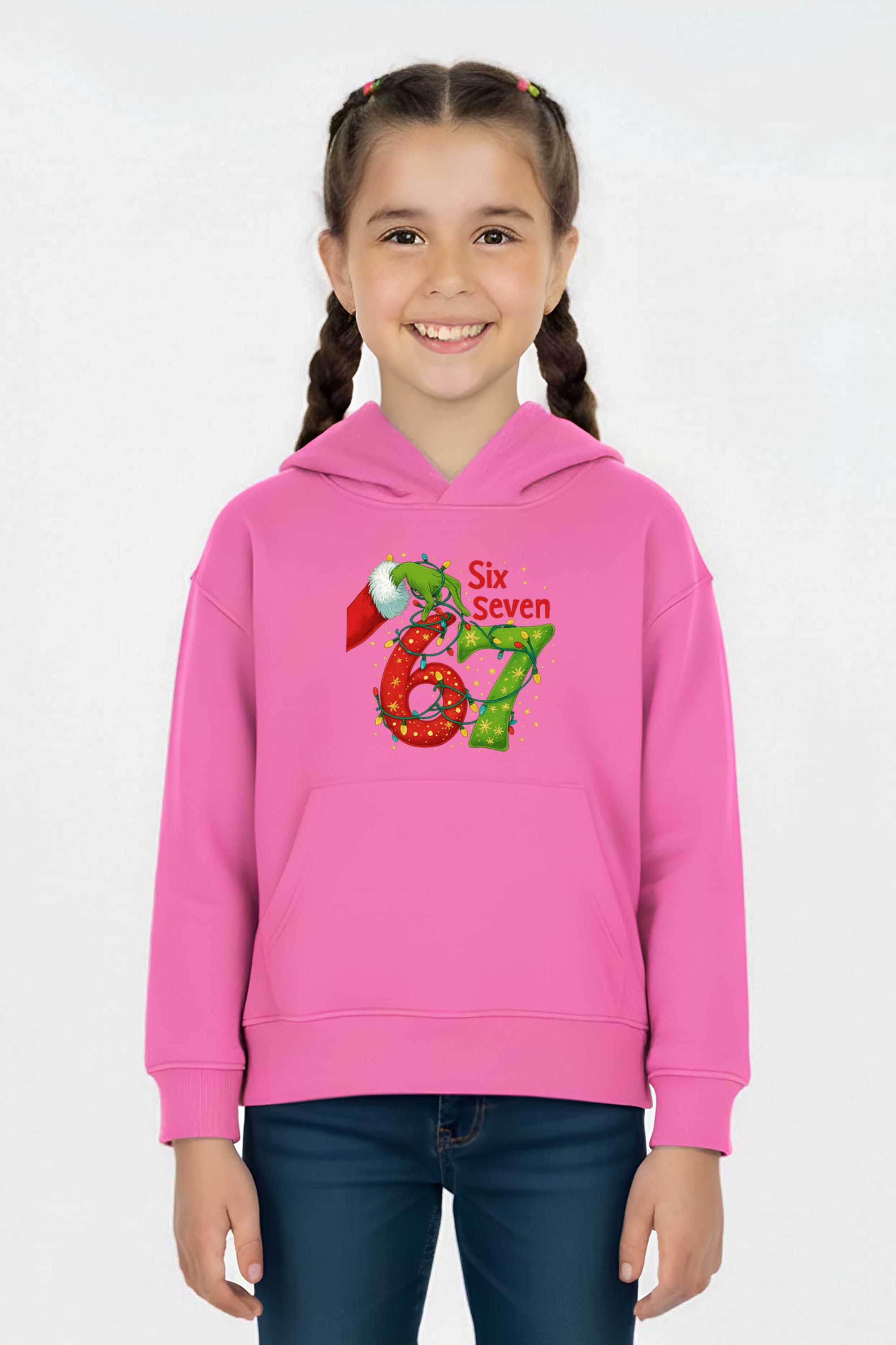 Kids Christmas Edition Six Seven Graphic Printed Hoodie
