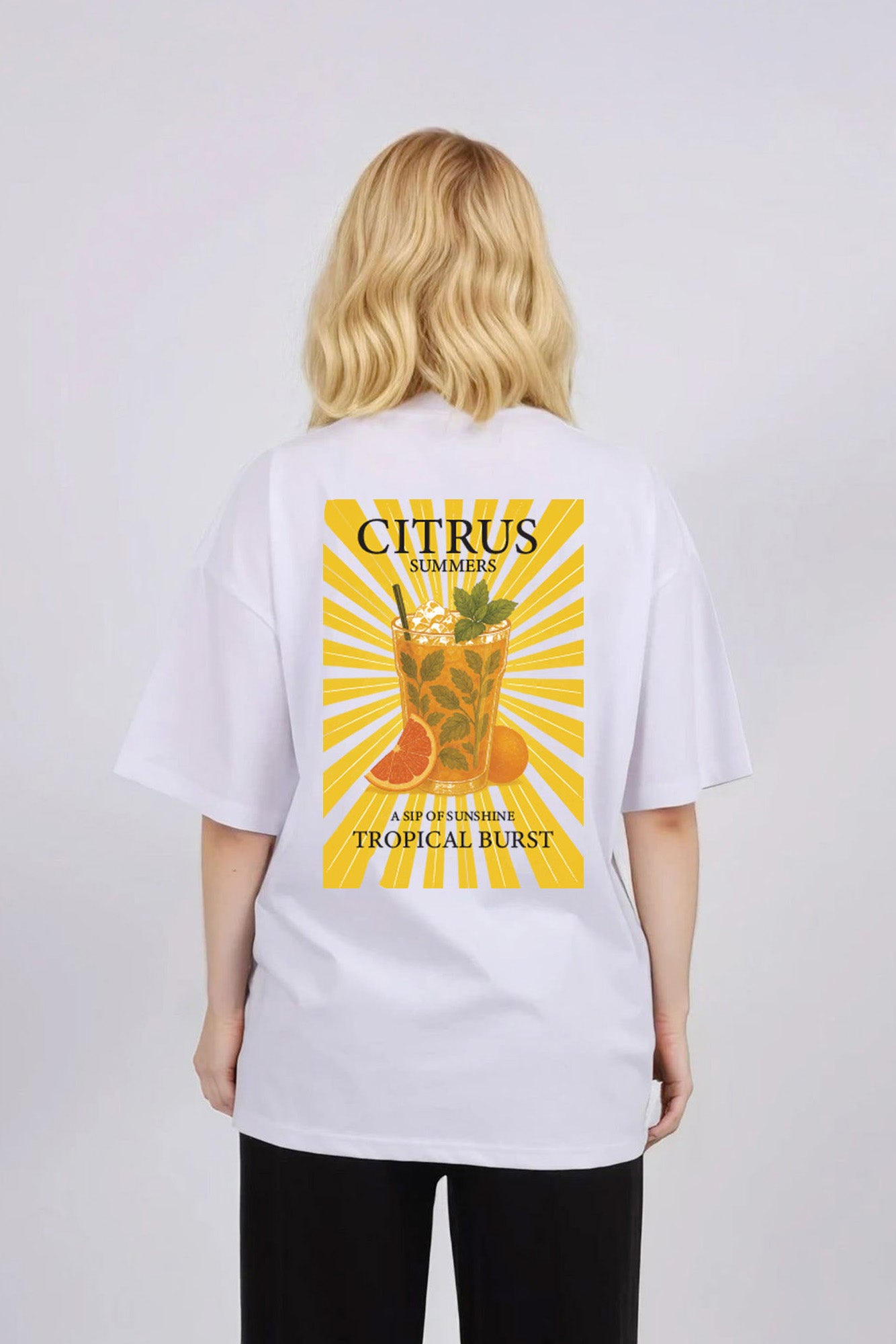 150GSM Oversized T-Shirts in Citrus Tropical Print (Custom Pack)