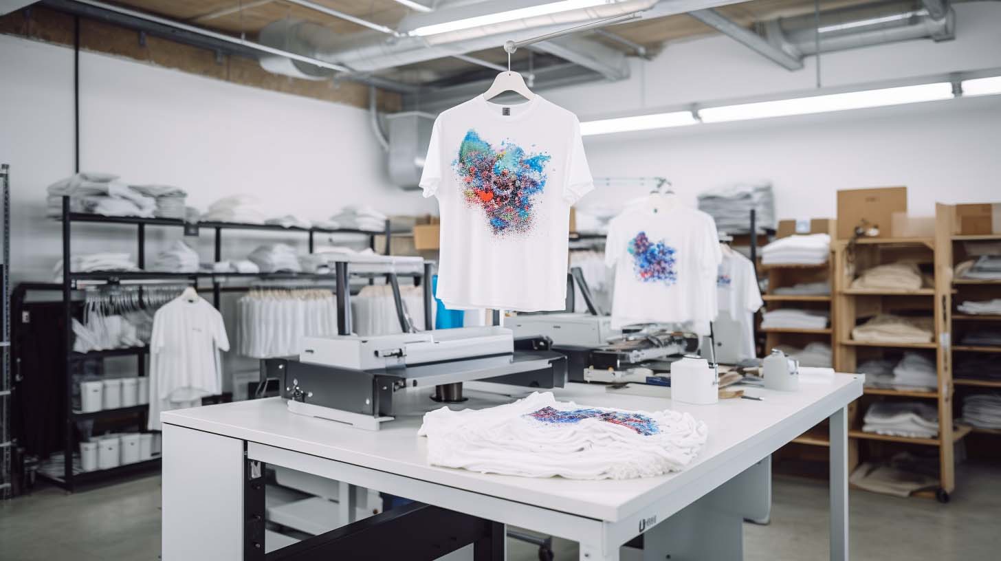 Custom garment printing studio at Missi Clothing in Manchester