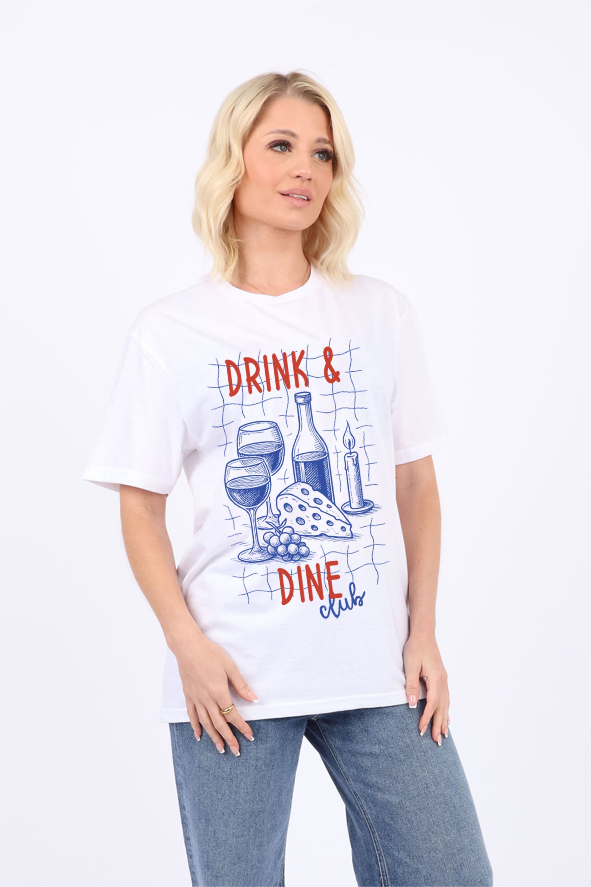 Regular Fit T-shirt in Drink And Dine Print (Custom Pack)