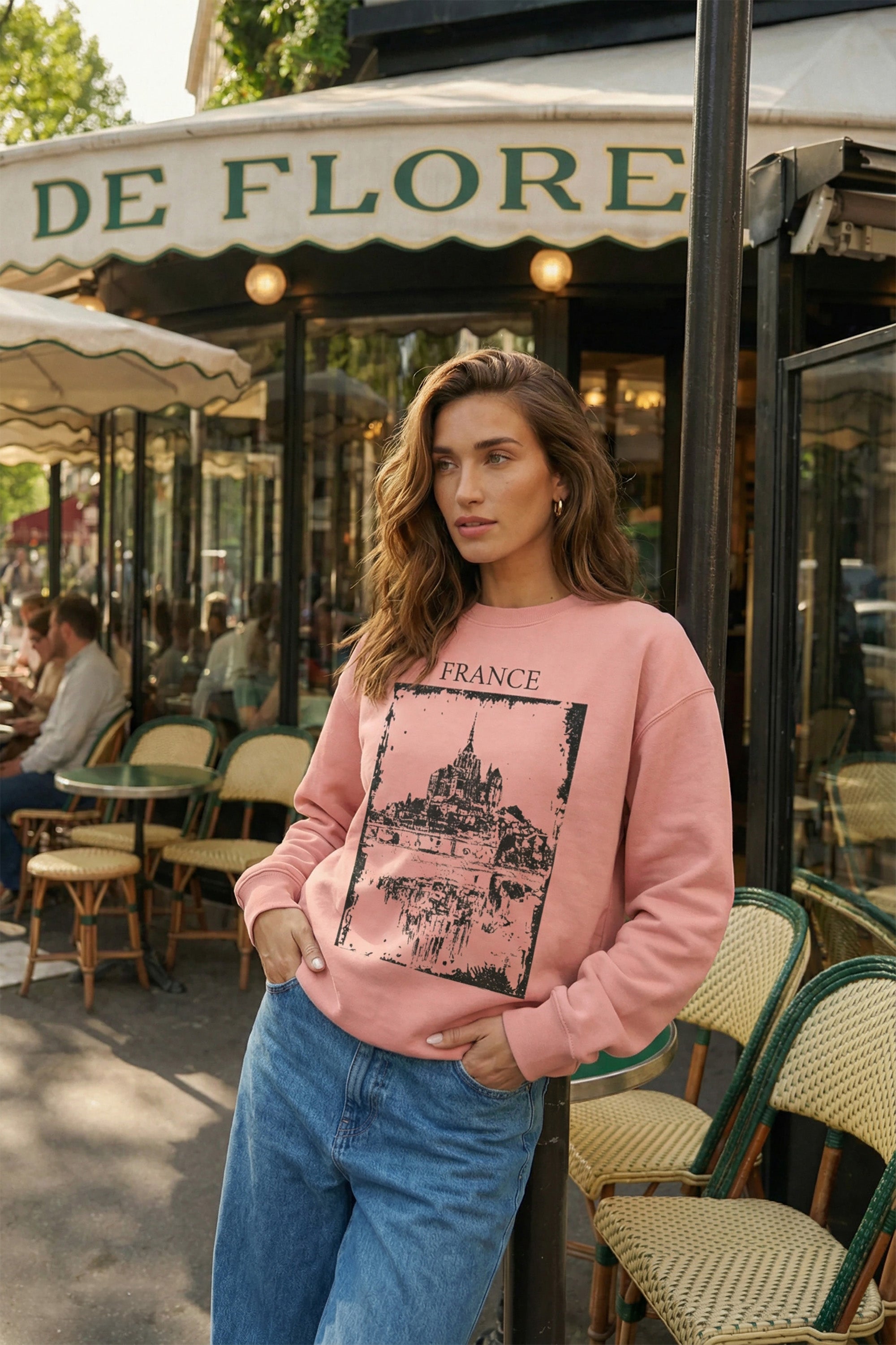 Women Crew Neck France Vintage Printed Sweatshirt (Pack of 6)