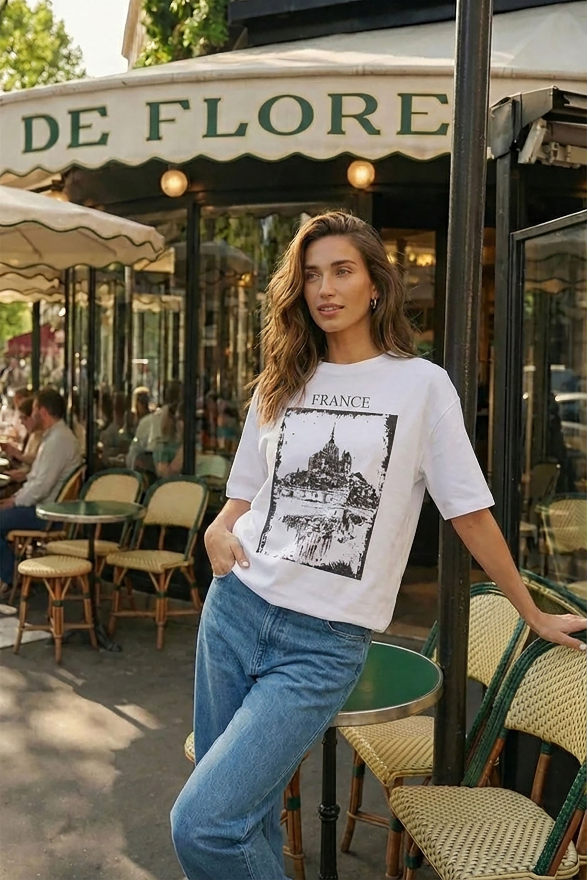 220GSM Oversized T-Shirt in France Vintage Graphic Print