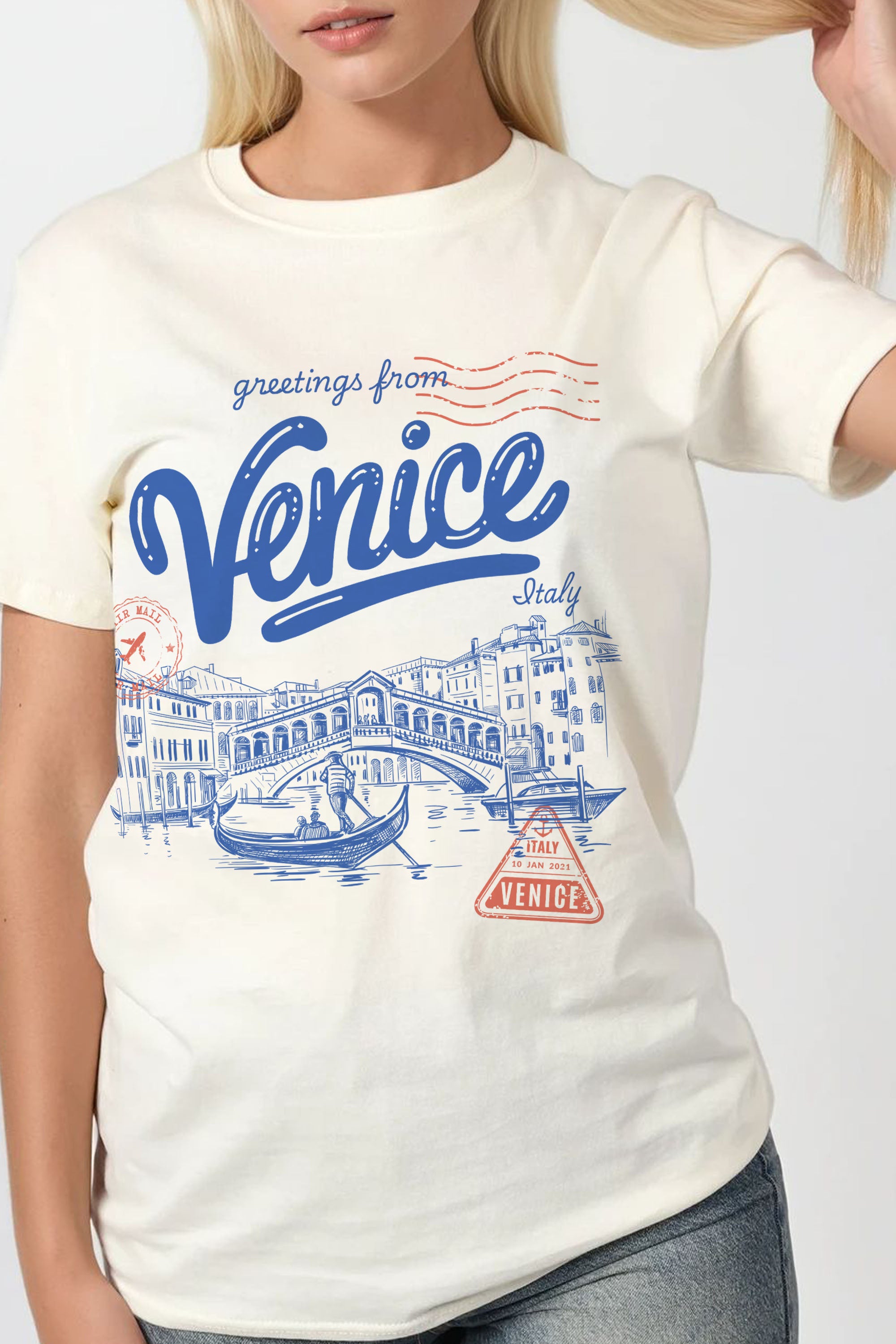 Regular Fit T-shirt in Venice Greetings Print