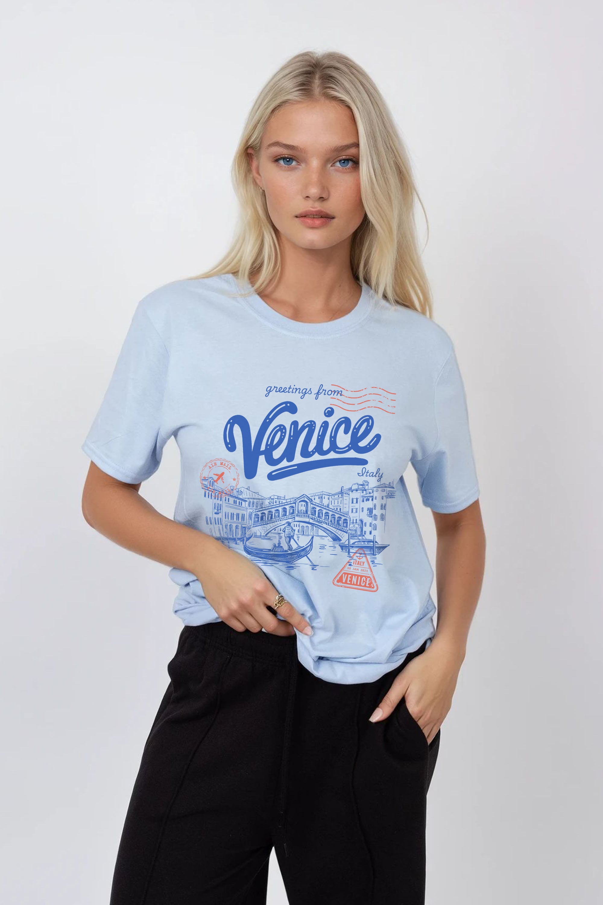 Regular Fit T-shirt in Venice Greetings Print