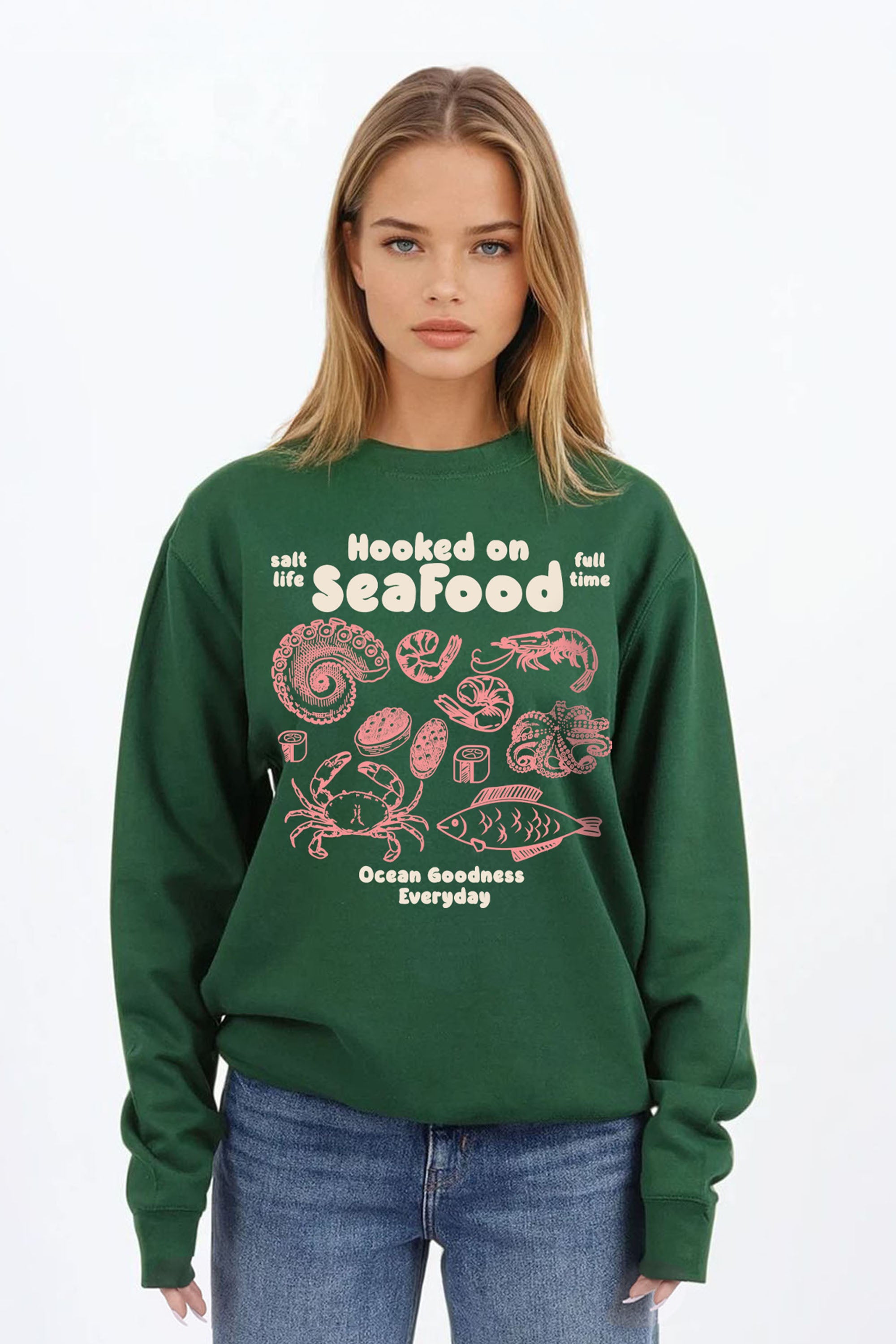 Hooked on Seafood Printed Sweatshirt
