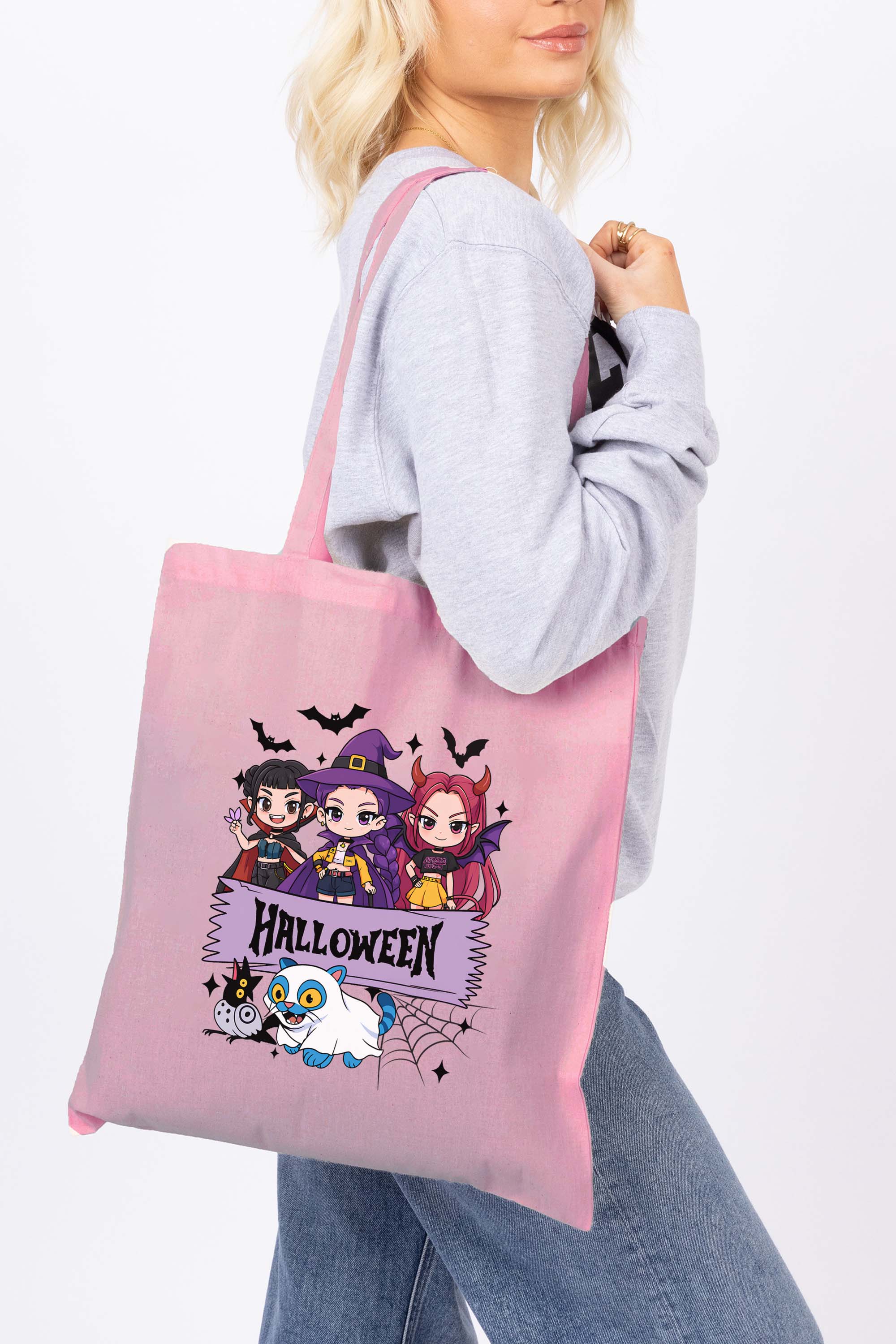 Spooky K-Pop Halloween Printed Cotton Tote Bag