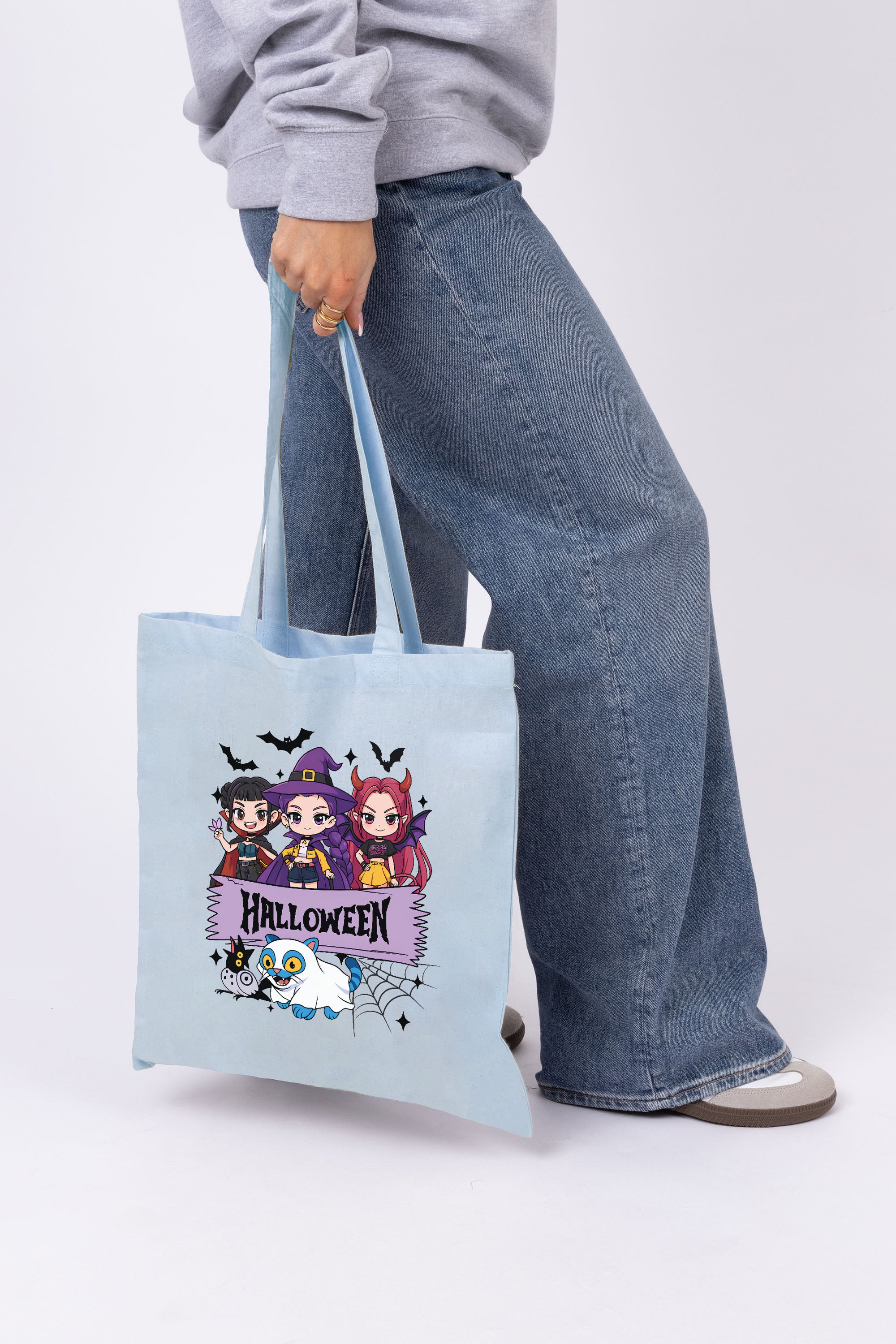 Spooky K-Pop Halloween Printed Cotton Tote Bag