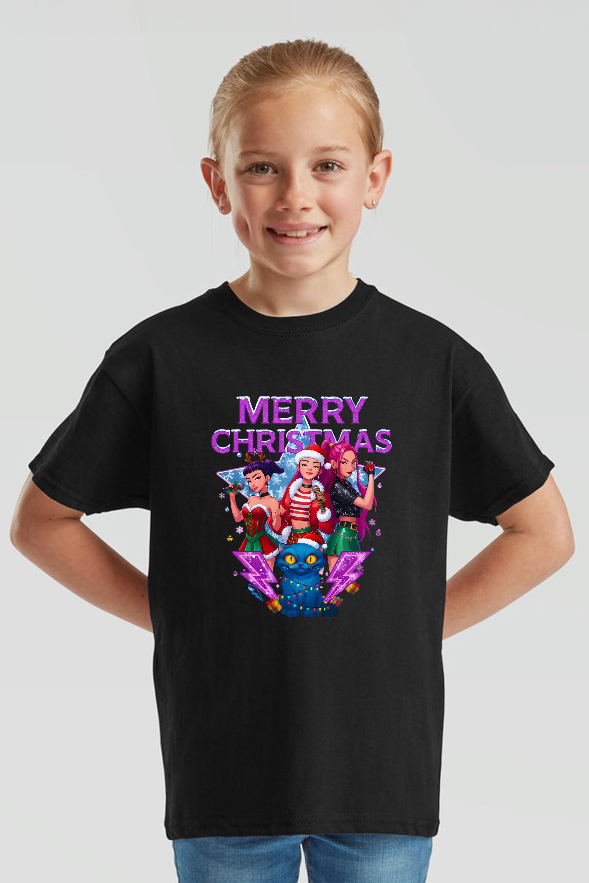 Kids Kpop Girls squad Christmas Printed T-Shirt