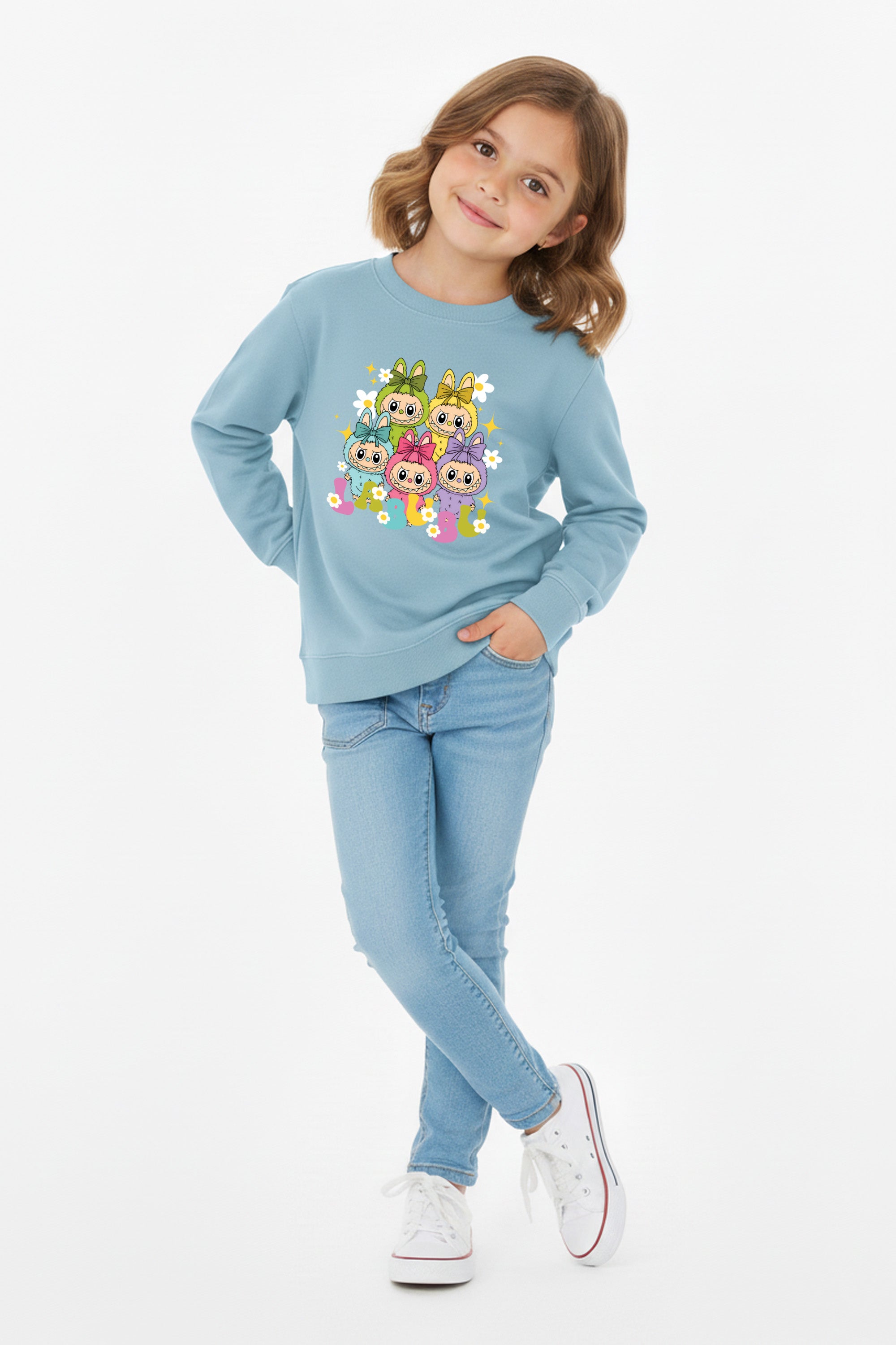 Kids Labubu Daisy Squad Printed Sweatshirt