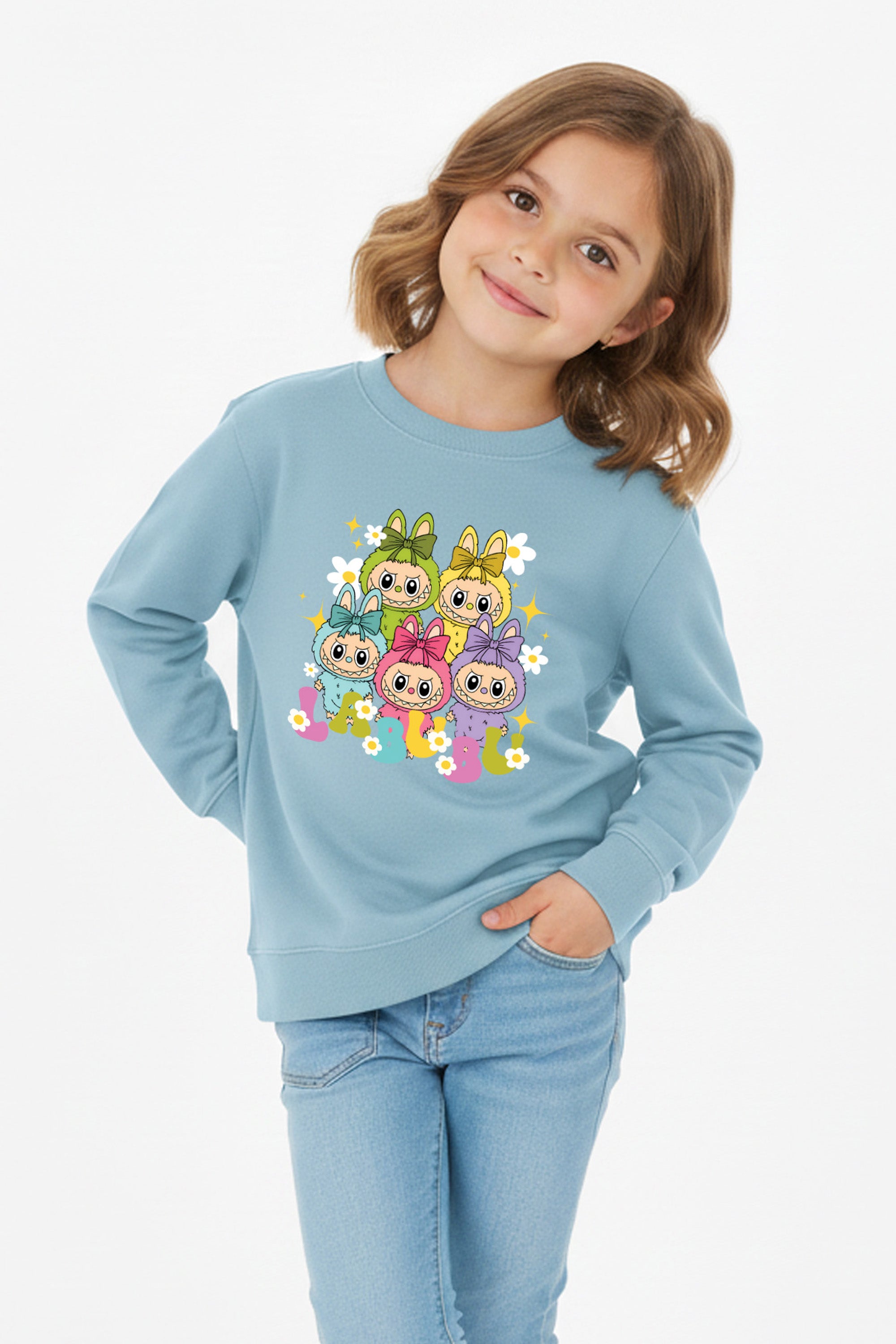 Kids Labubu Daisy Squad Printed Sweatshirt