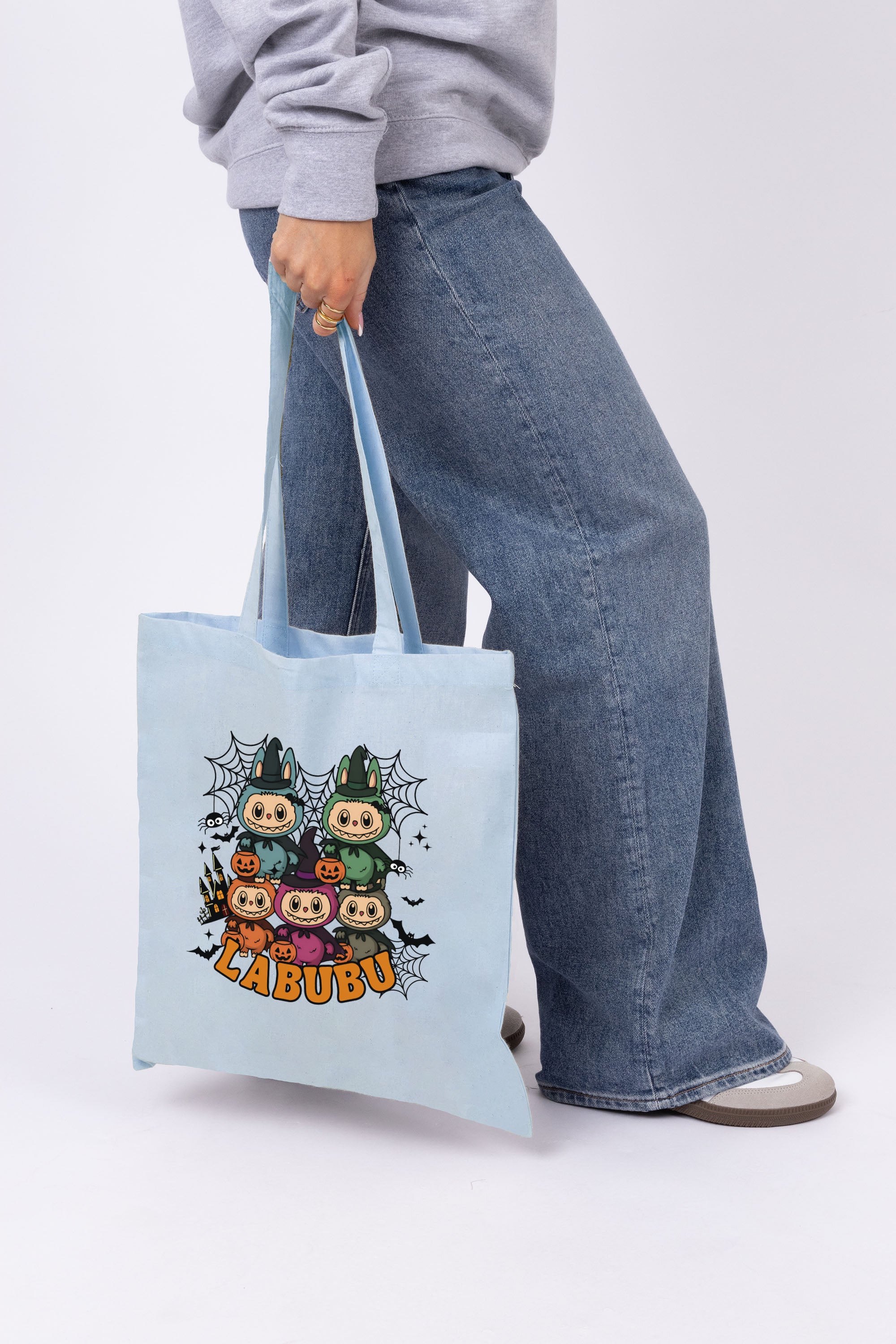 Halloween Labubu Printed Cotton Tote Bag