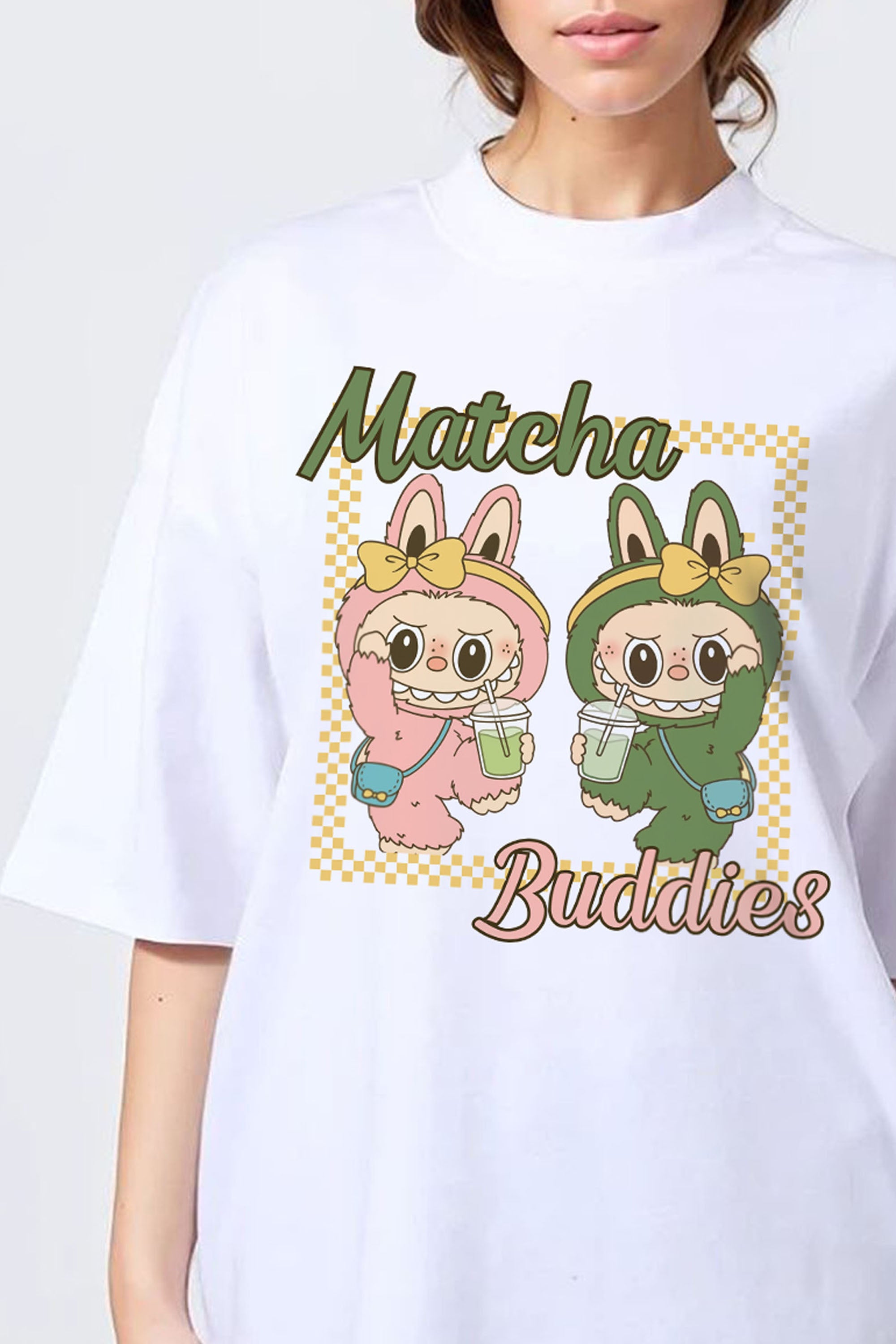 150GSM Oversized T-Shirt in Labubu Matcha Buddies Print
