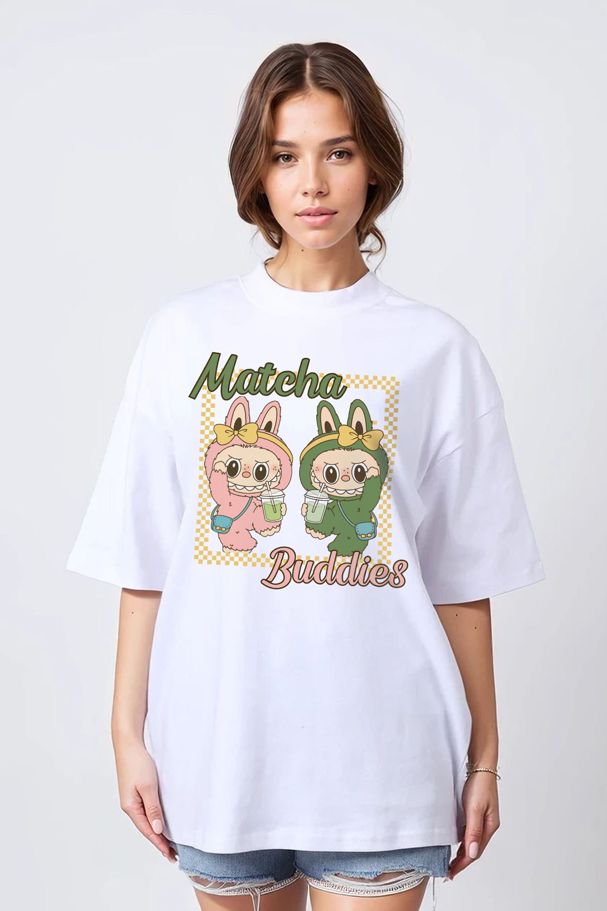 150GSM Oversized T-Shirt in Labubu Matcha Buddies Print
