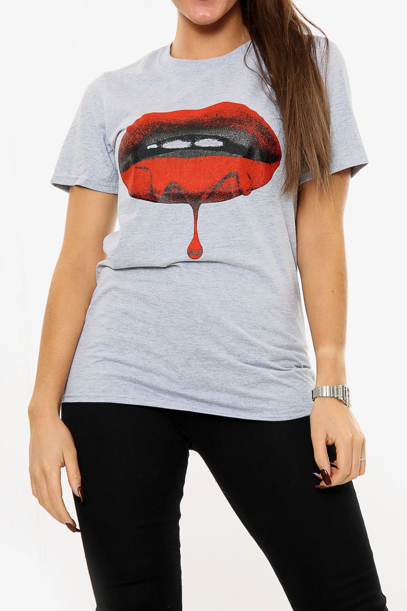 Red Lips Print Oversized T-Shirt (Pack of 6)