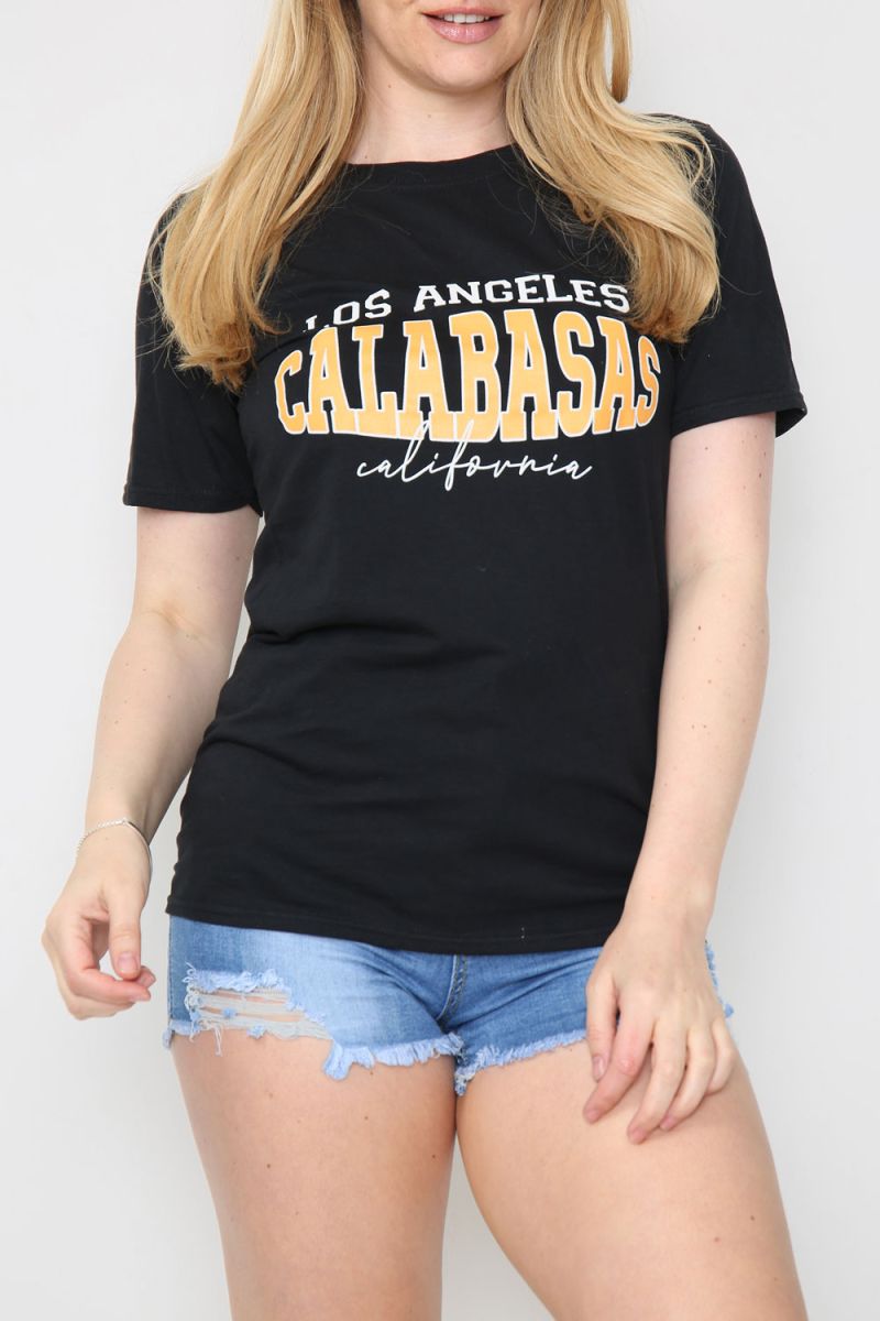 Calabasas Slogan Print Oversized T-Shirt (Pack of 6)