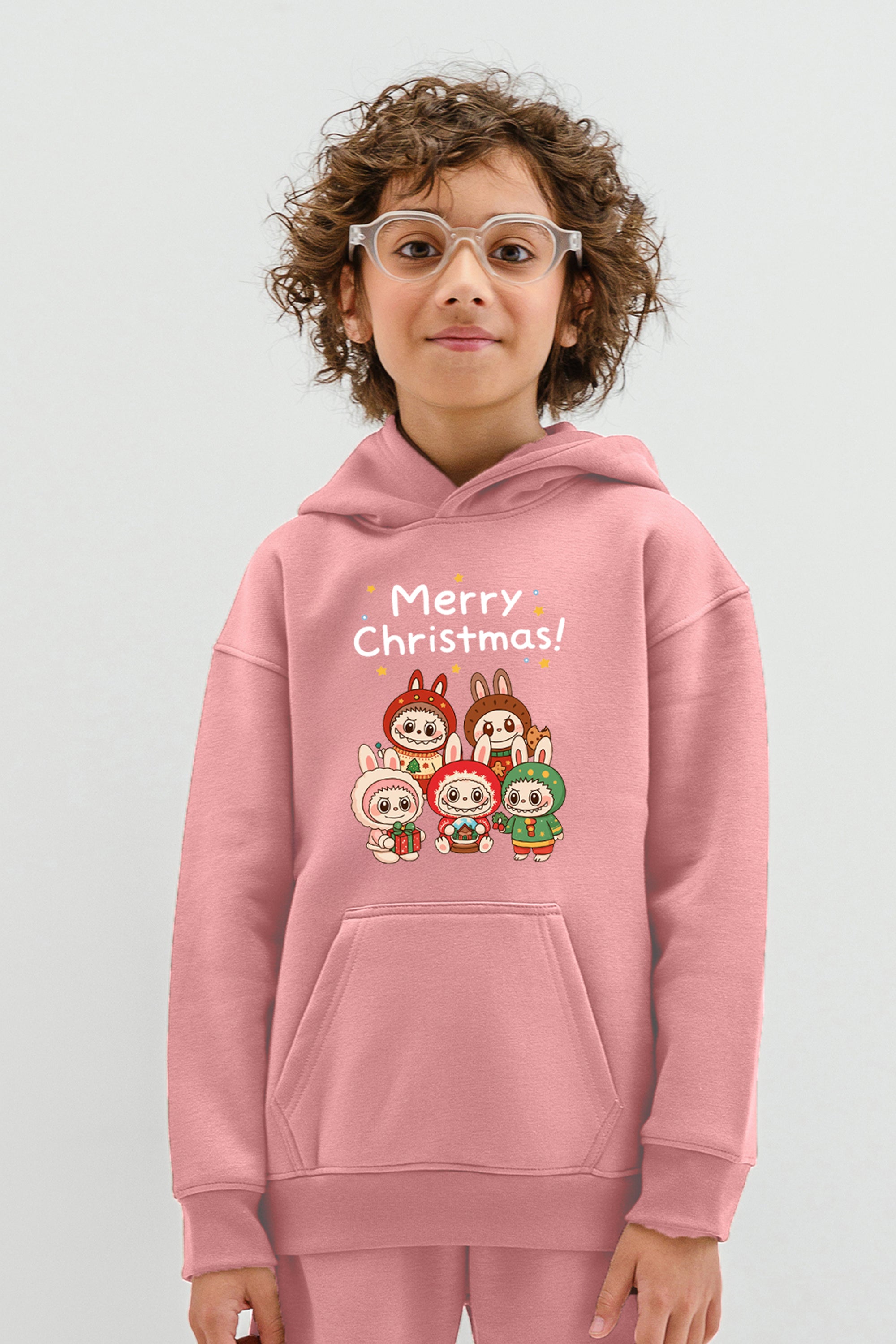 Kids Merry Christmas labubu Printed Hoodie & Joggers set (Pack of 5)