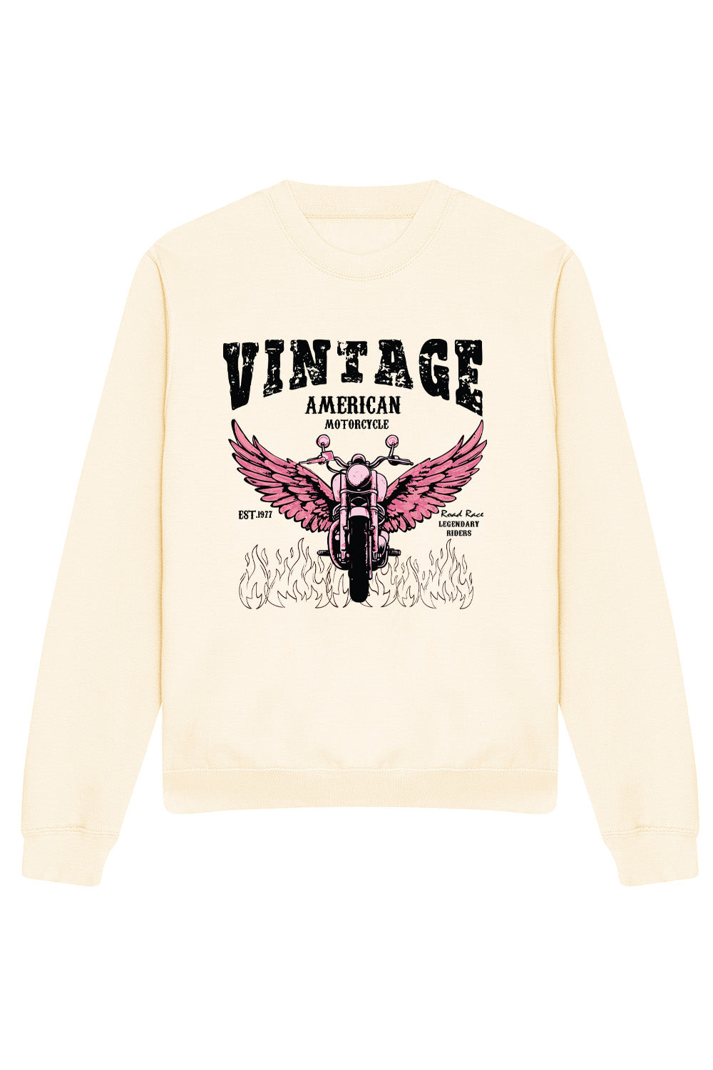Vintage Motorcycle Sweatshirt In Vanilla Milkshake (Custom Pack)
