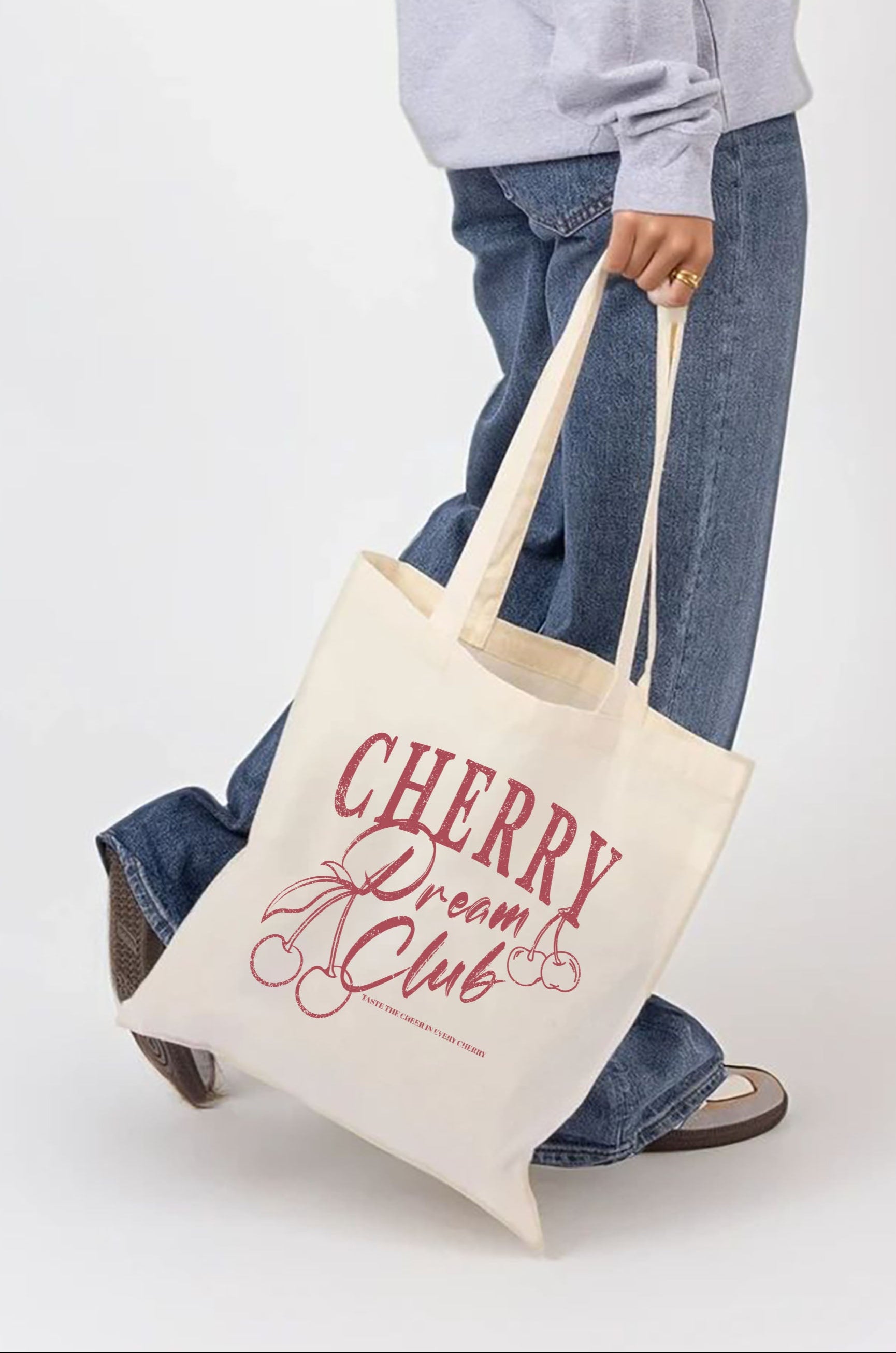 Cherry Dream Club Printed Cotton Tote Bag