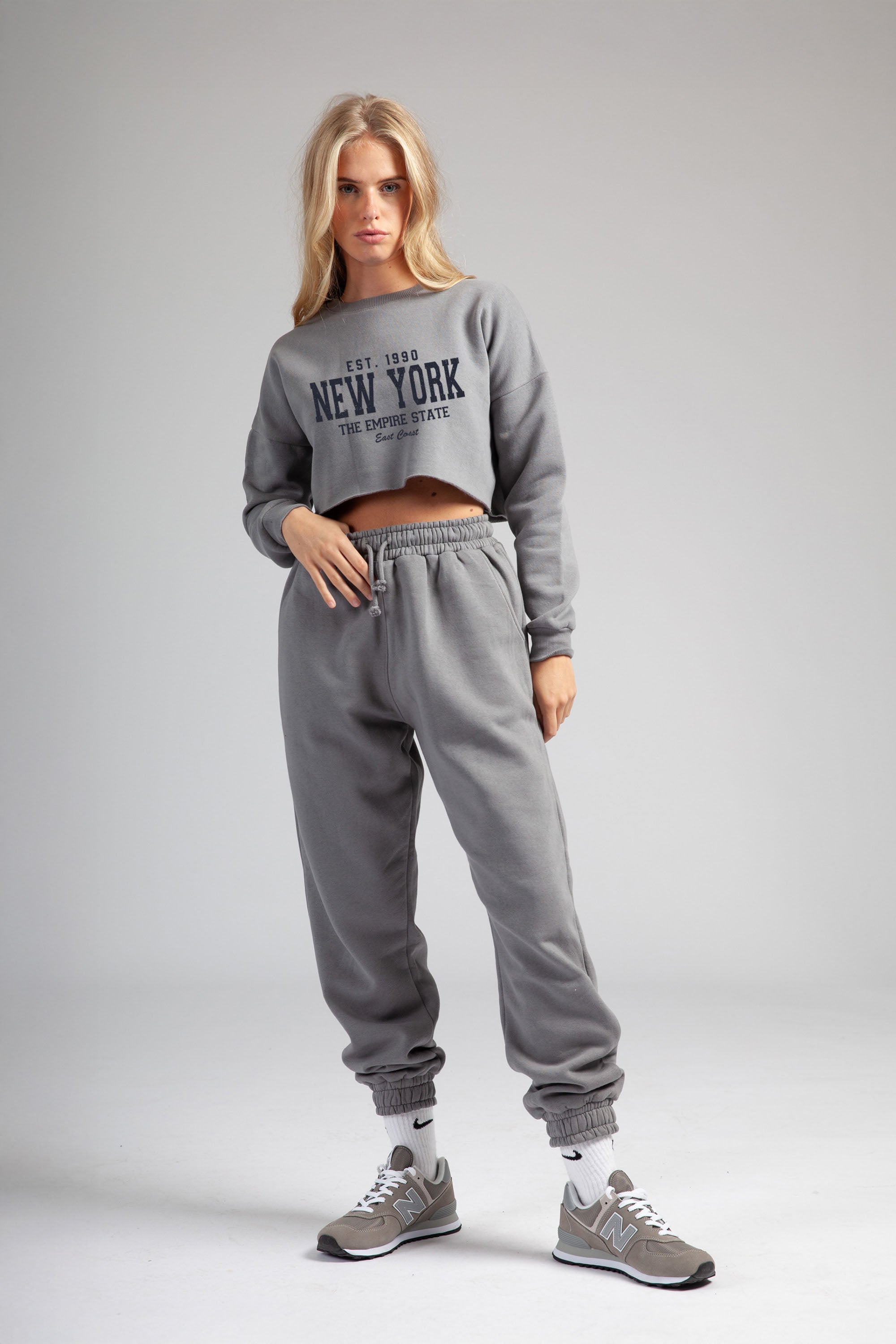 LSF Cropped Sweatshirt Jogger Set in New York Print (Pack of 3)