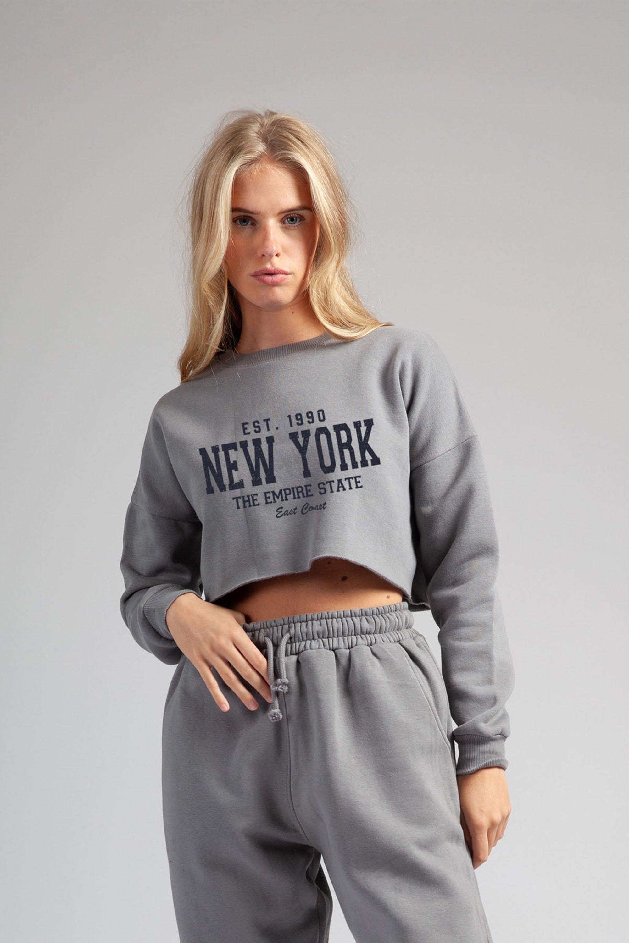 LSF Cropped Sweatshirt Jogger Set in New York Print (Pack of 3)
