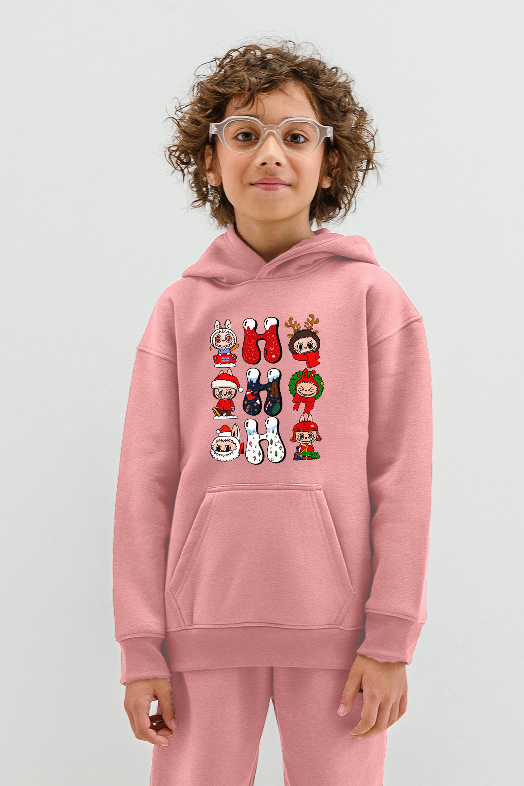 Kids Oh Labubu Christmas Printed Hoodie & Joggers set (Pack of 5)