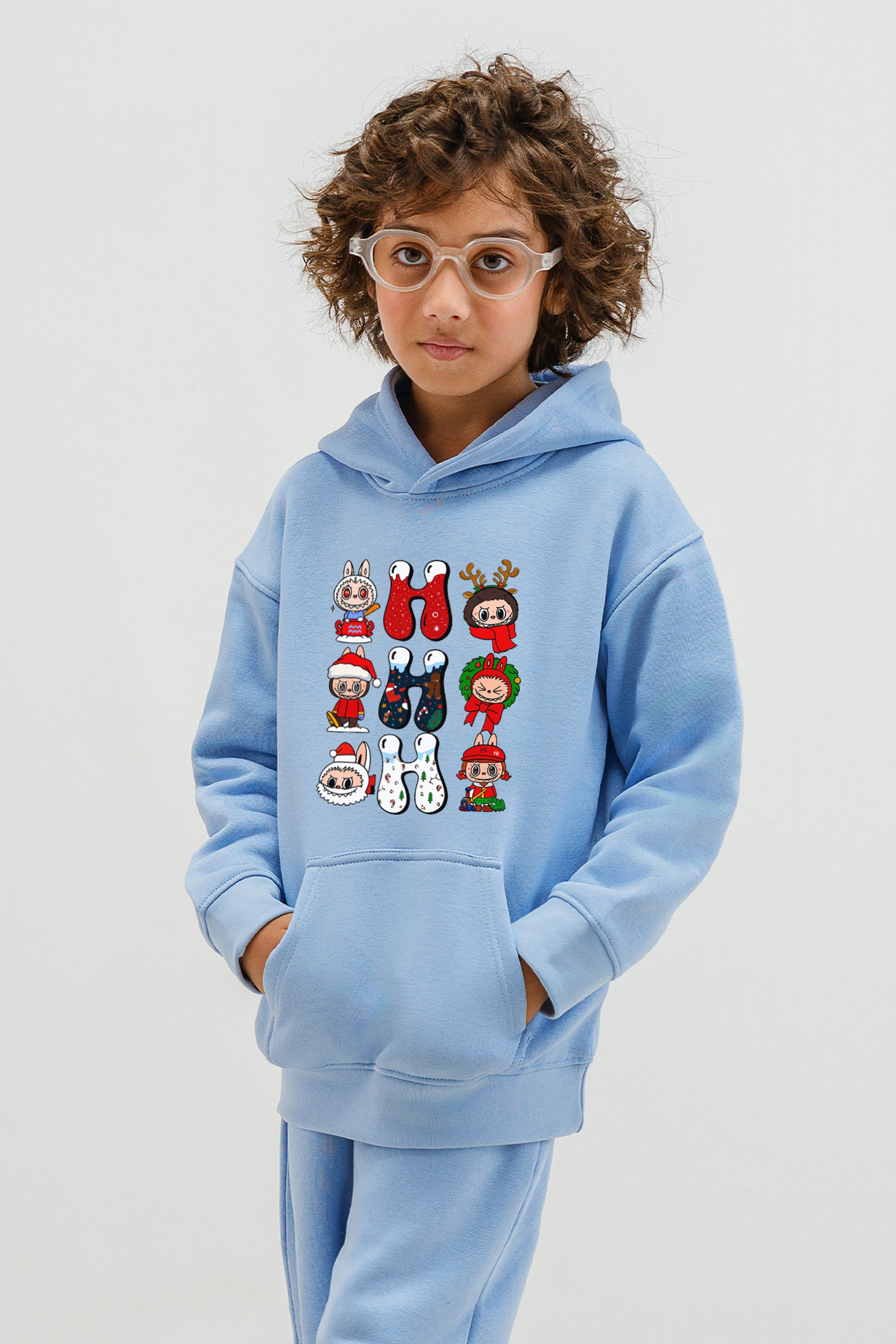 Kids Oh Labubu Christmas Printed Hoodie & Joggers set (Pack of 5)