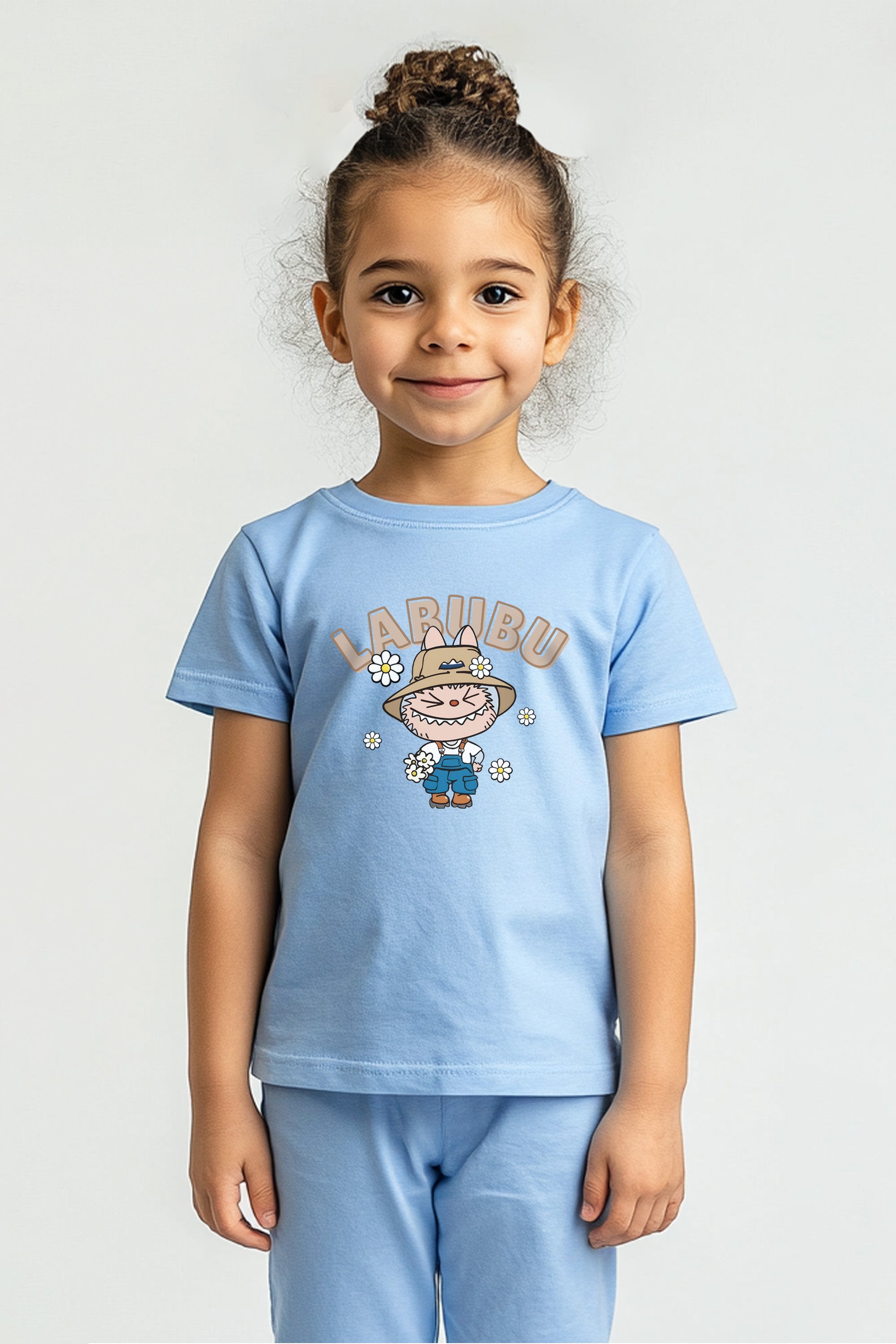 Kids Labubu Daisy Farmer Printed T-Shirt