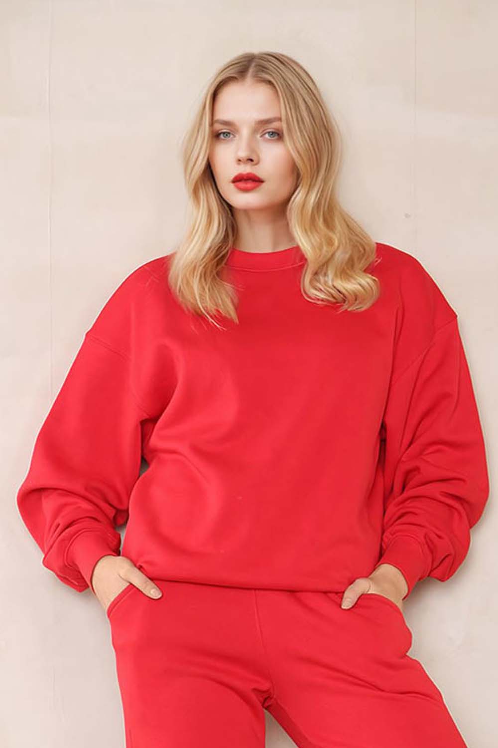 280 GSM Premium LSF Fleece Oversized Sweatshirt in Fire Red (Pack of 4)