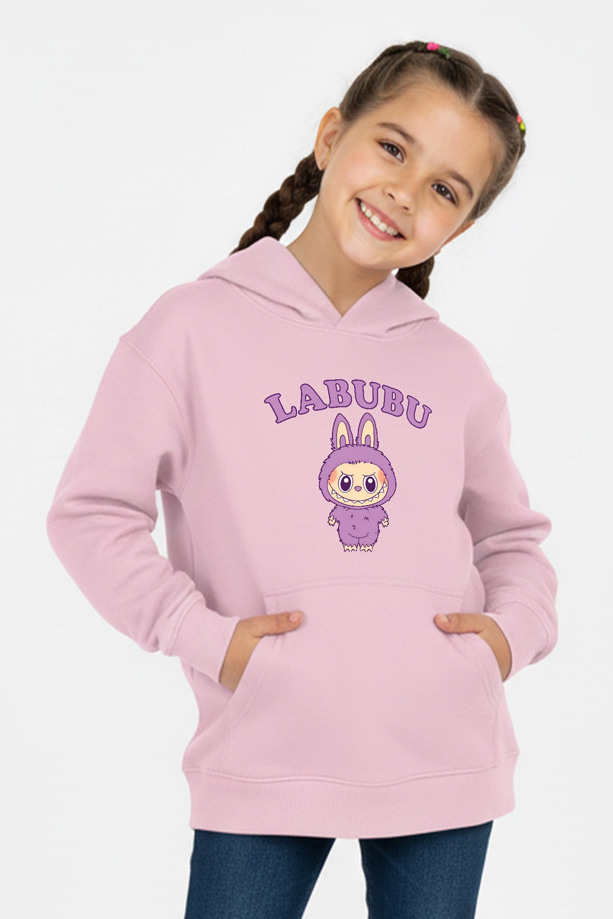 Kids Purple Labubu Printed Hoodie