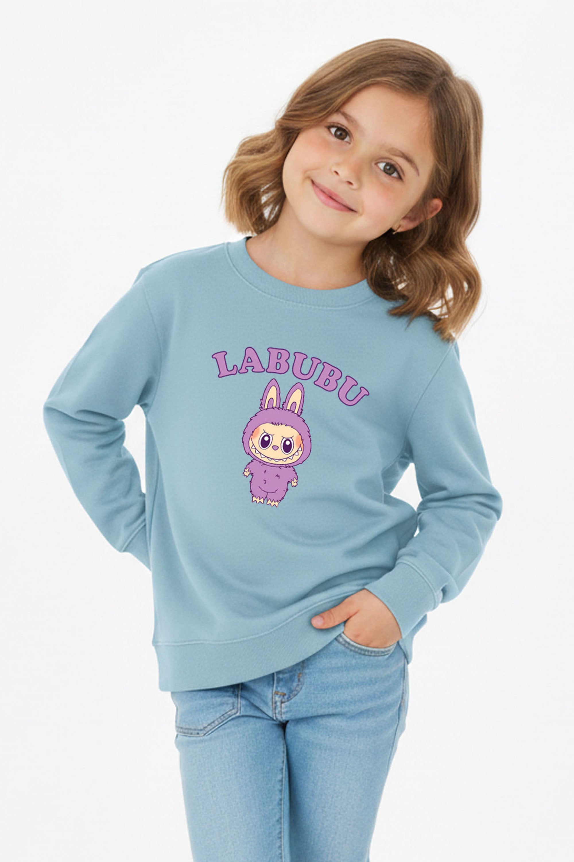 Kids Purple Labubu Printed Sweatshirt