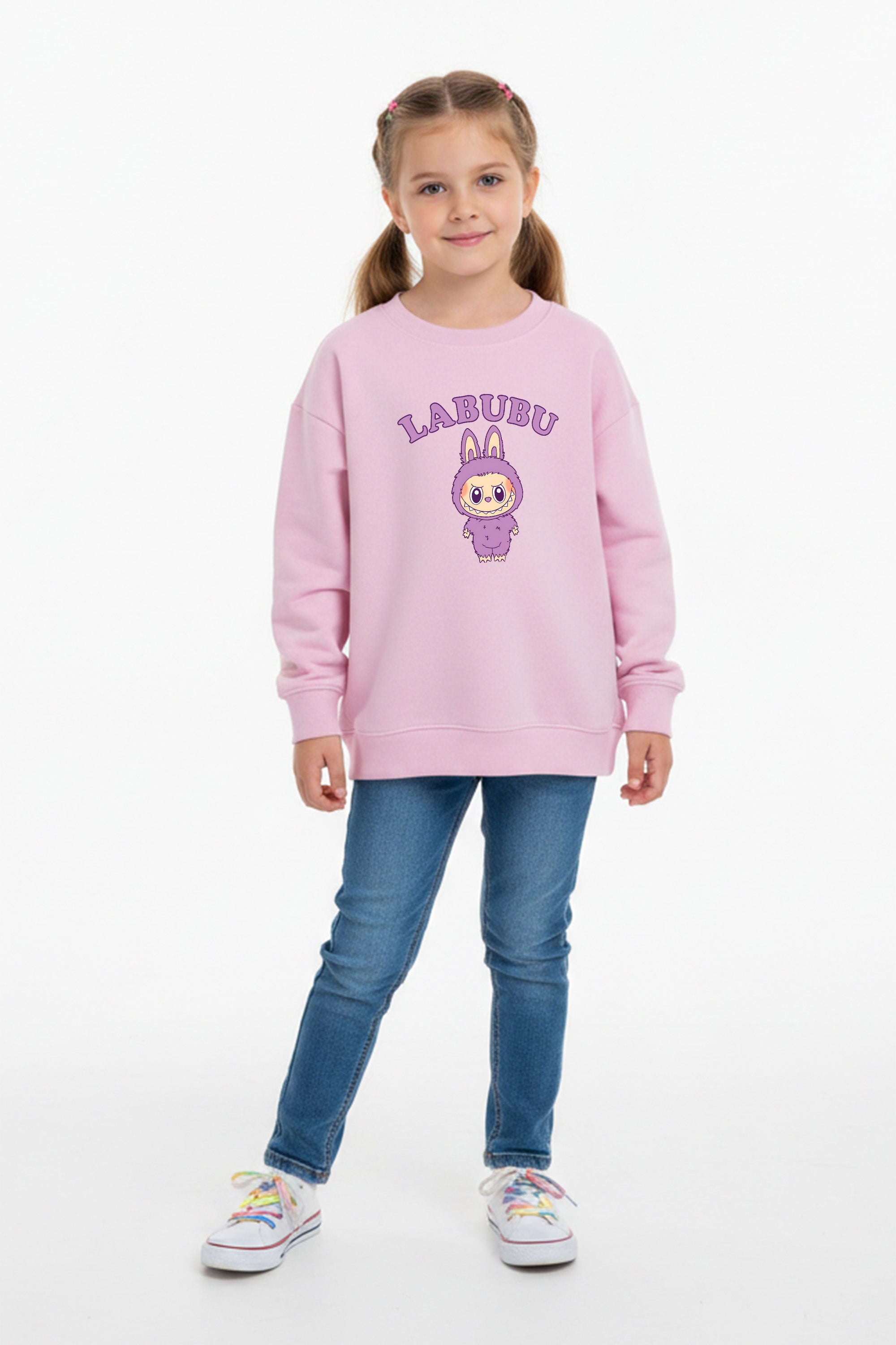 Kids Purple Labubu Printed Sweatshirt