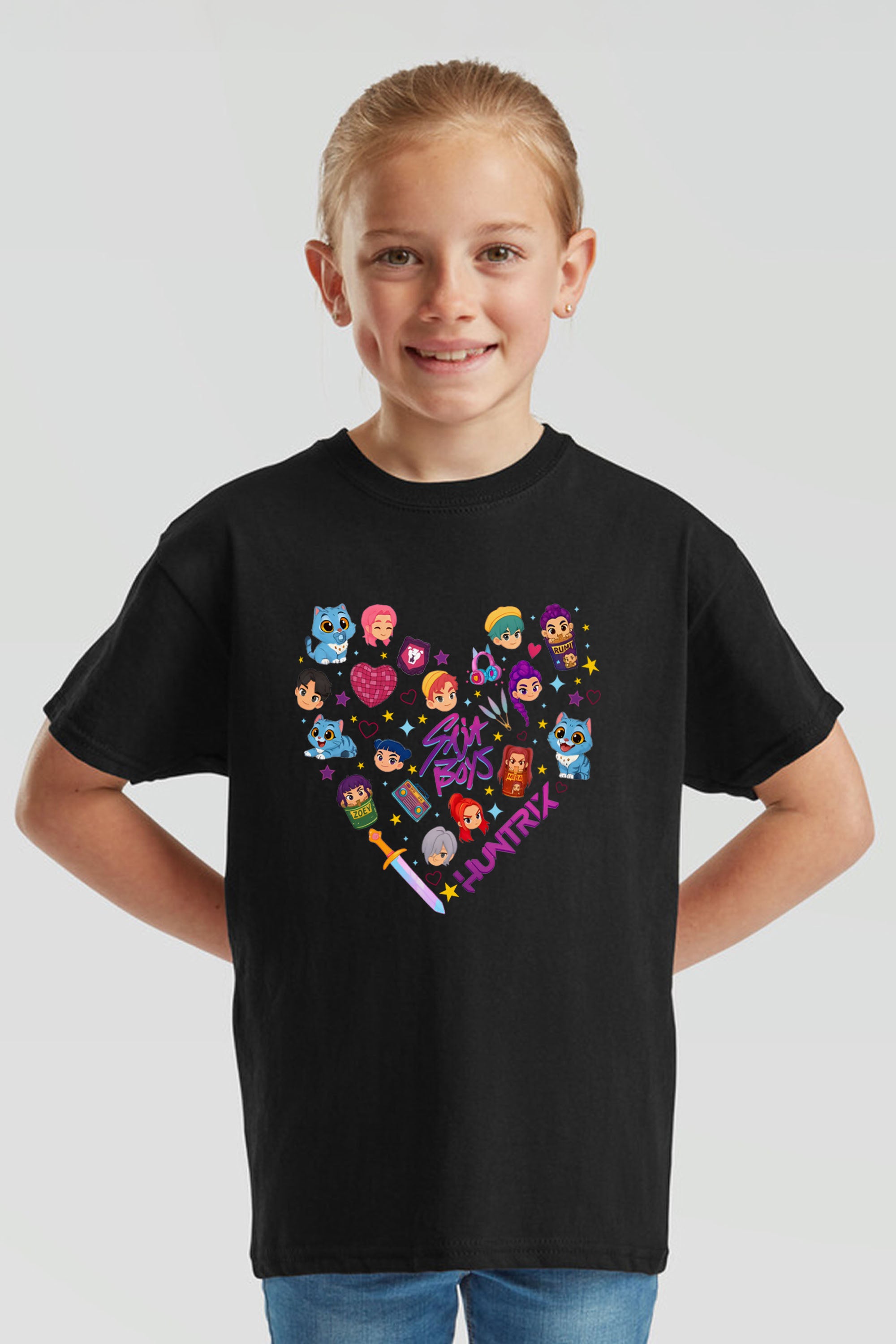 Kids K-pop Heart Squad Graphic Printed T-Shirt