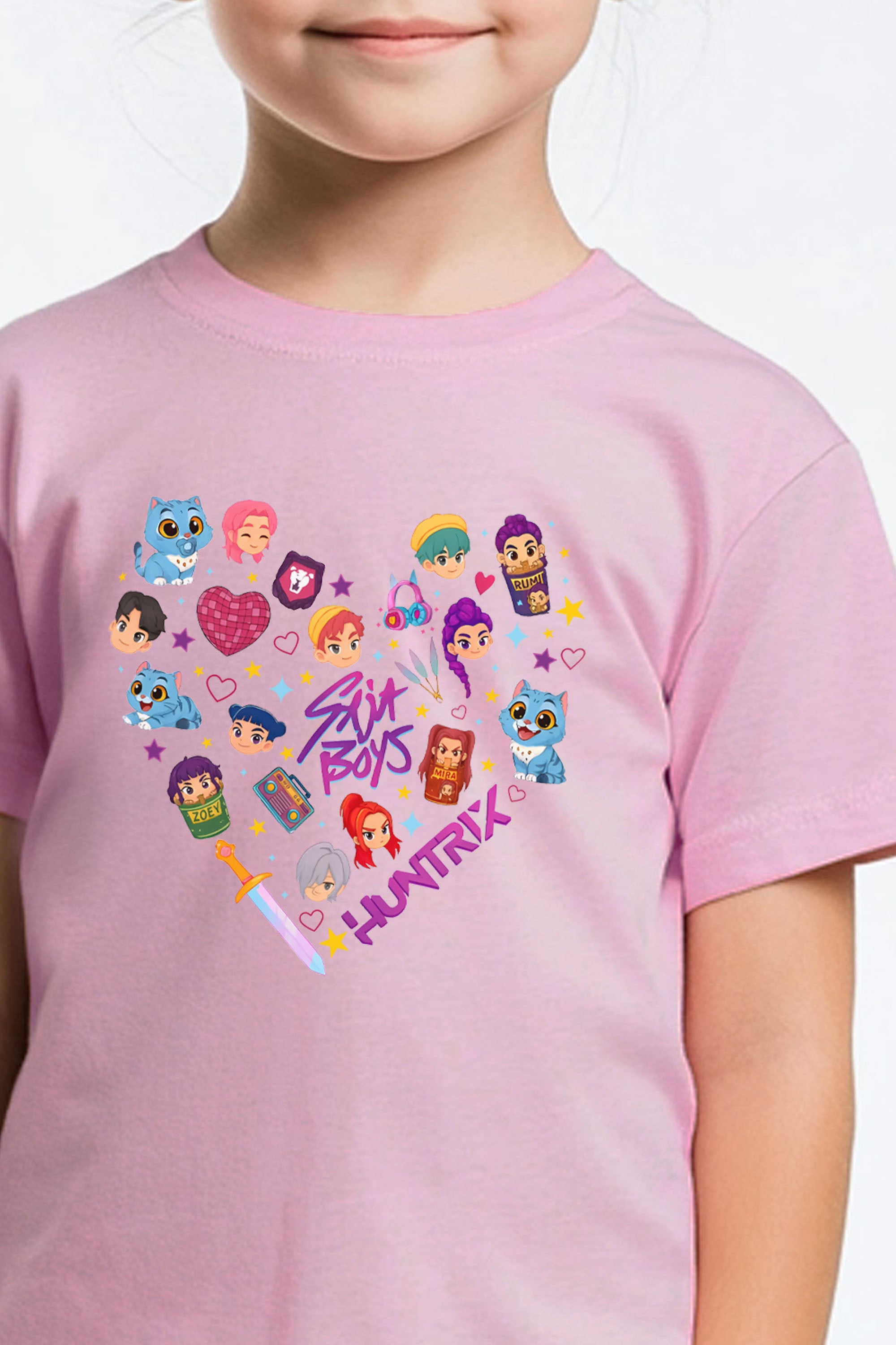 Kids K-pop Heart Squad Graphic Printed T-Shirt