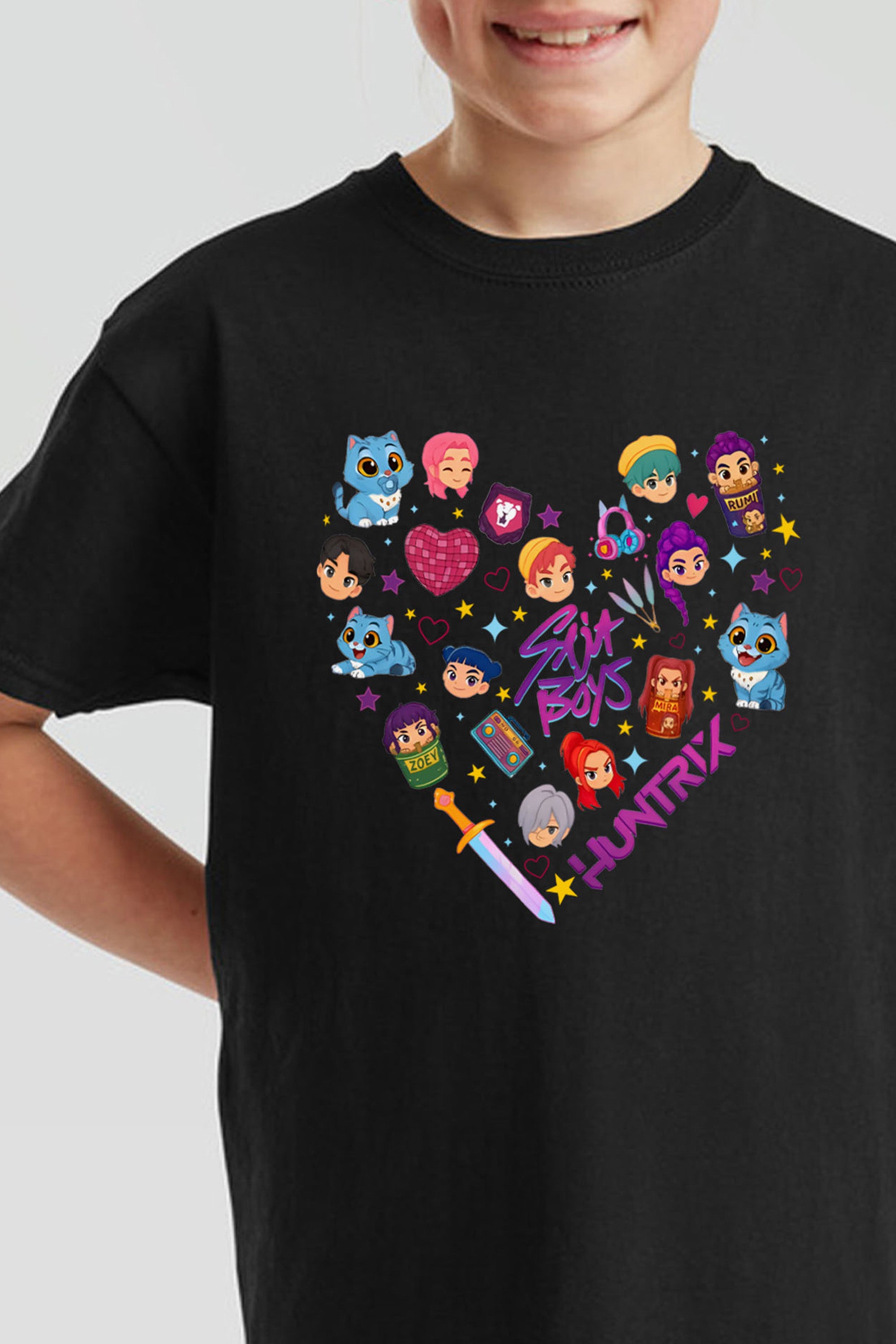 Kids K-pop Heart Squad Graphic Printed T-Shirt