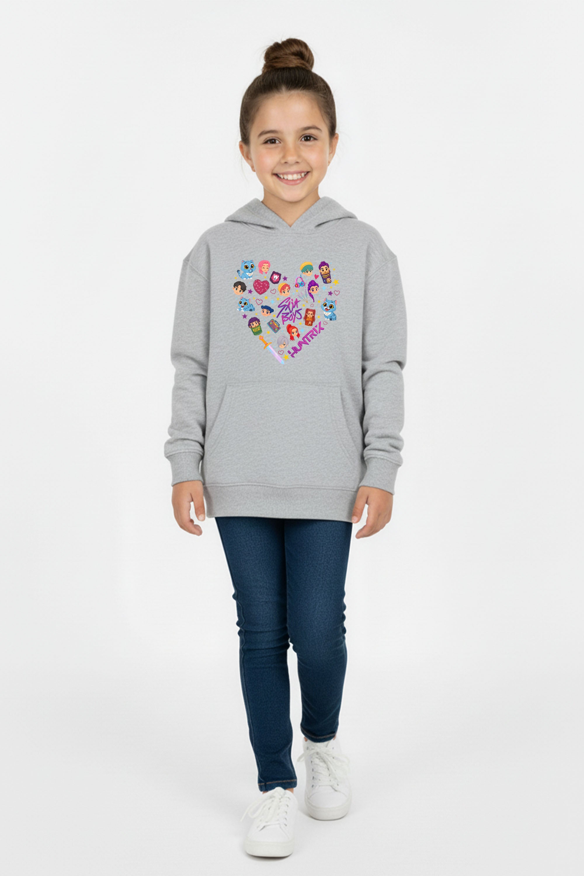 Kids K-pop Heart Squad Graphic Printed Hoodie