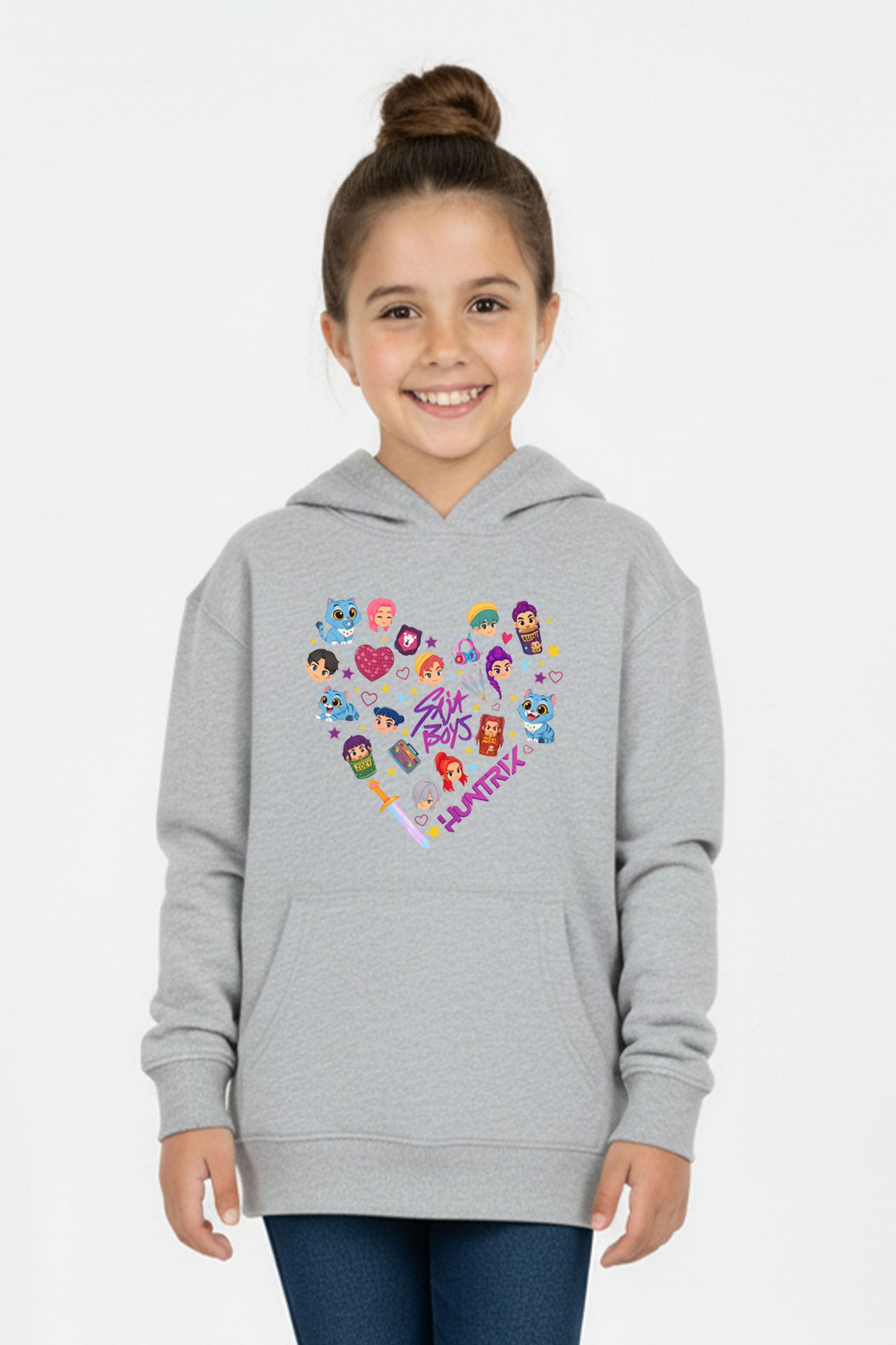 Kids K-pop Heart Squad Graphic Printed Hoodie