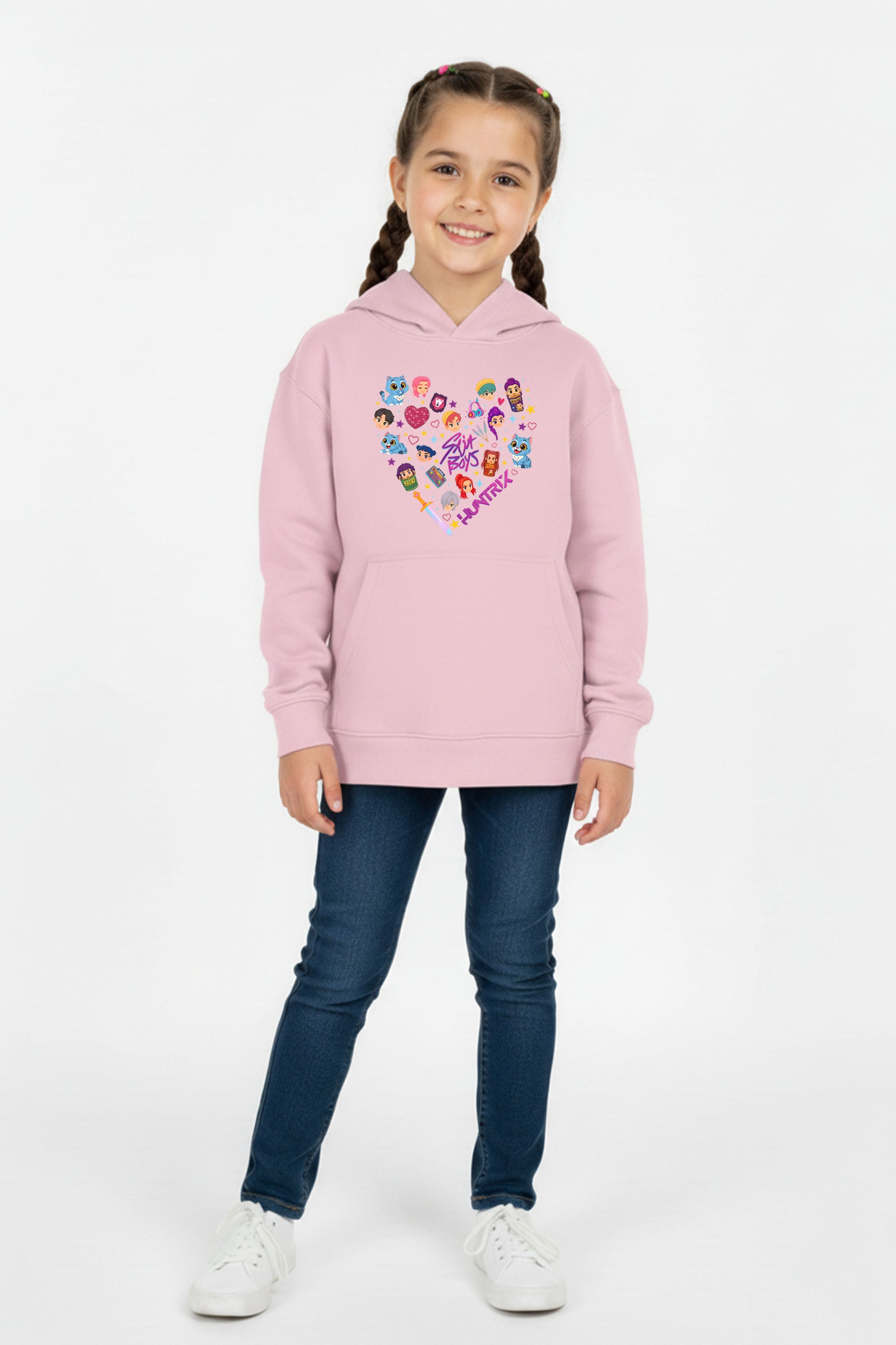 Kids K-pop Heart Squad Graphic Printed Hoodie