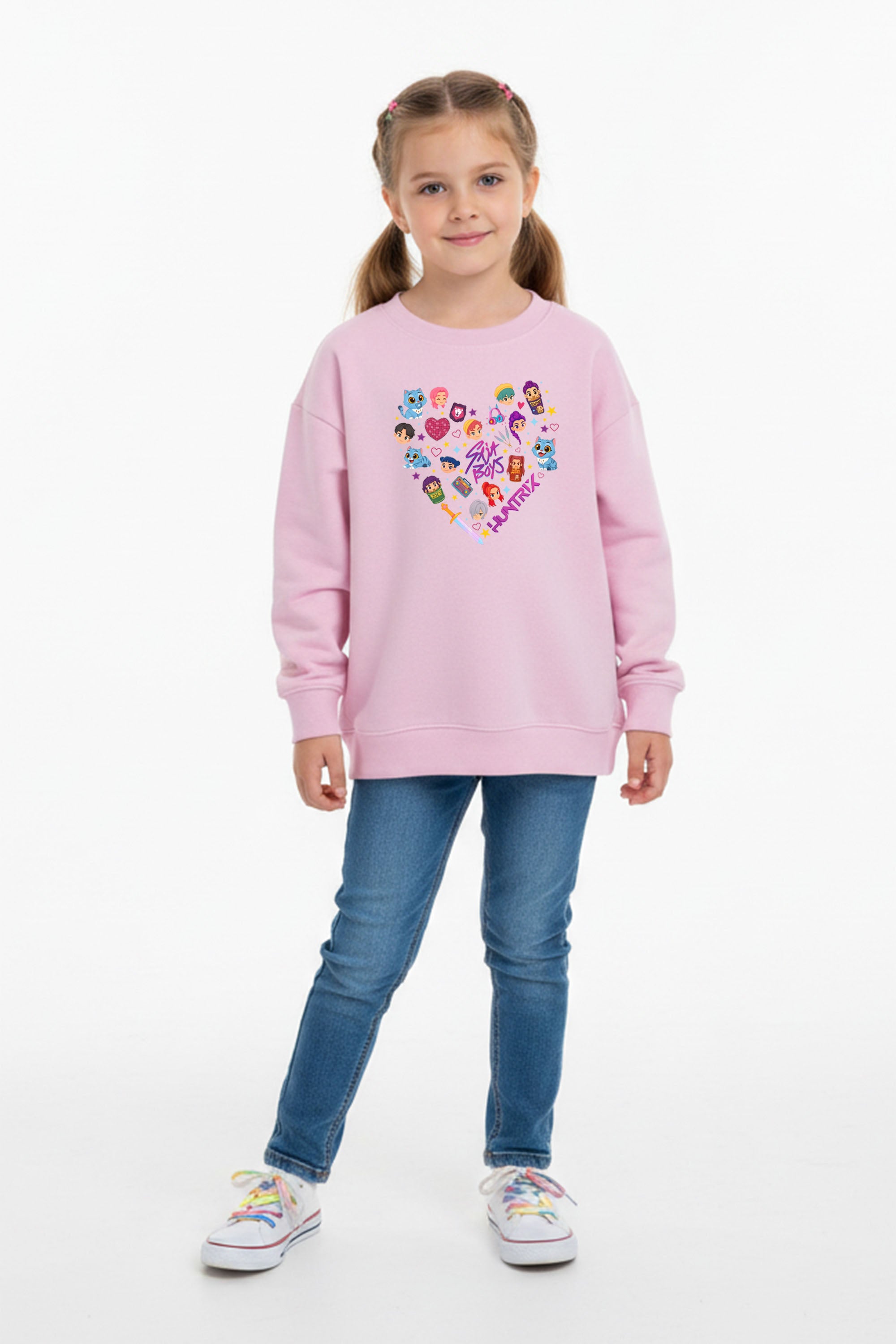 Kids K-pop Heart Squad Graphic Printed Sweatshirt