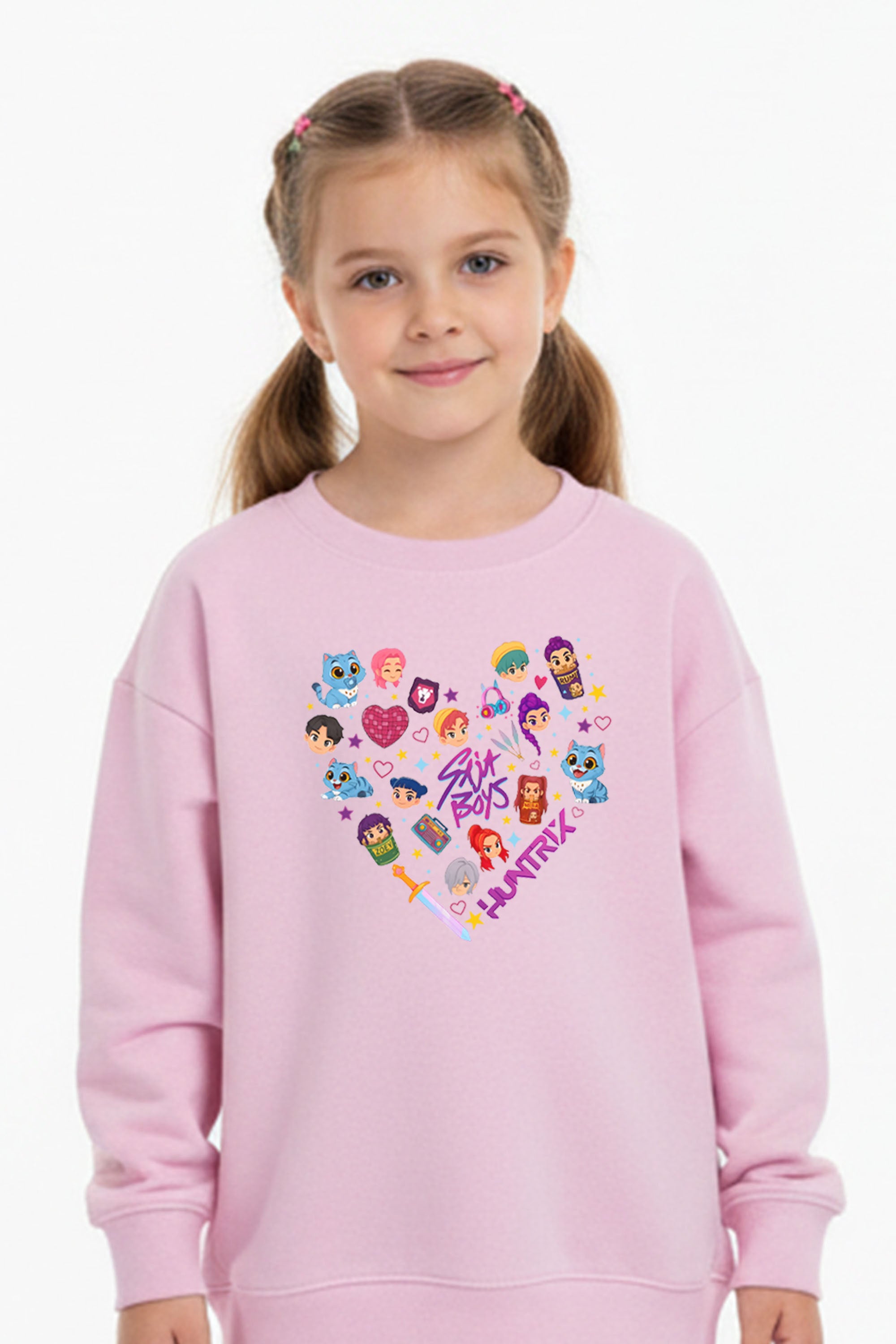 Kids K-pop Heart Squad Graphic Printed Sweatshirt