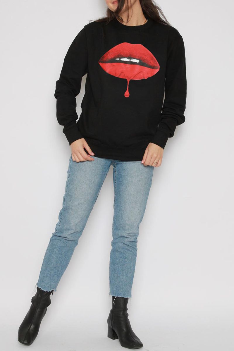 Red lips sweatshirt Clearance