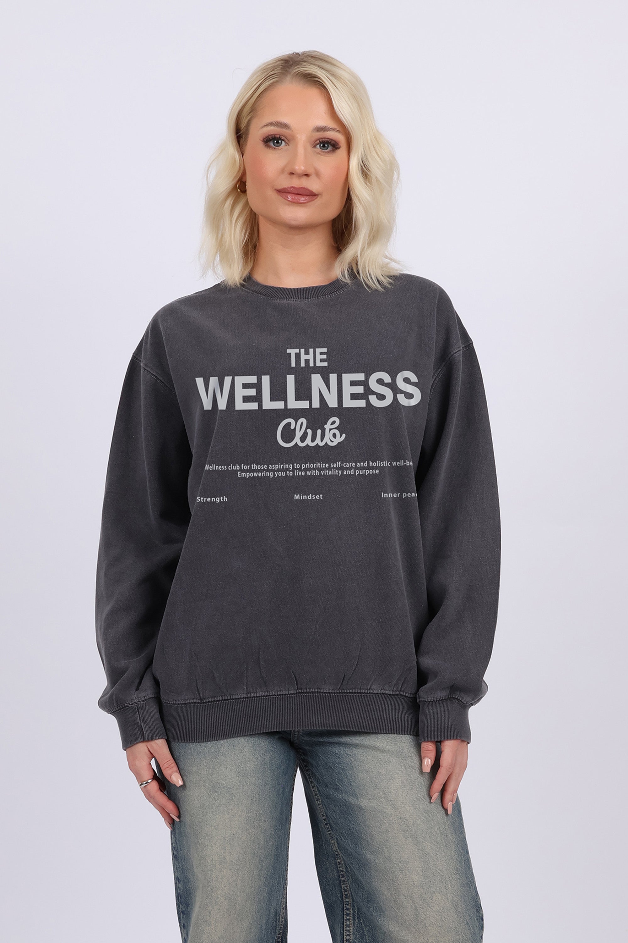 Overdye Sweatshirt In The Wellness Club Print (Custom Packs)