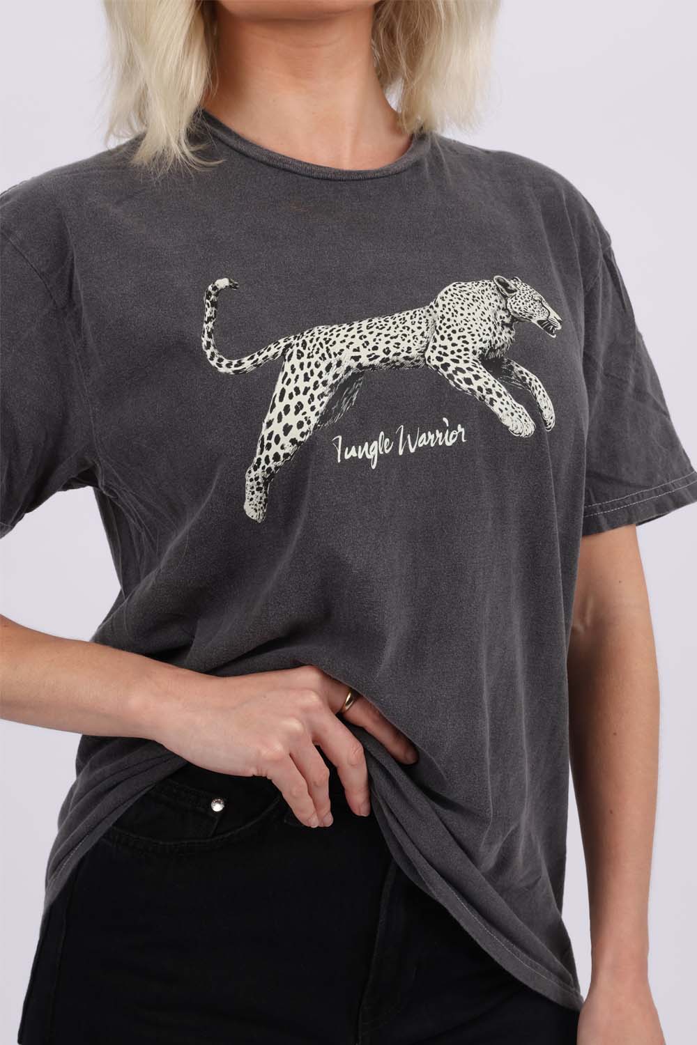 Acid Wash T-Shirt In Leopard Print