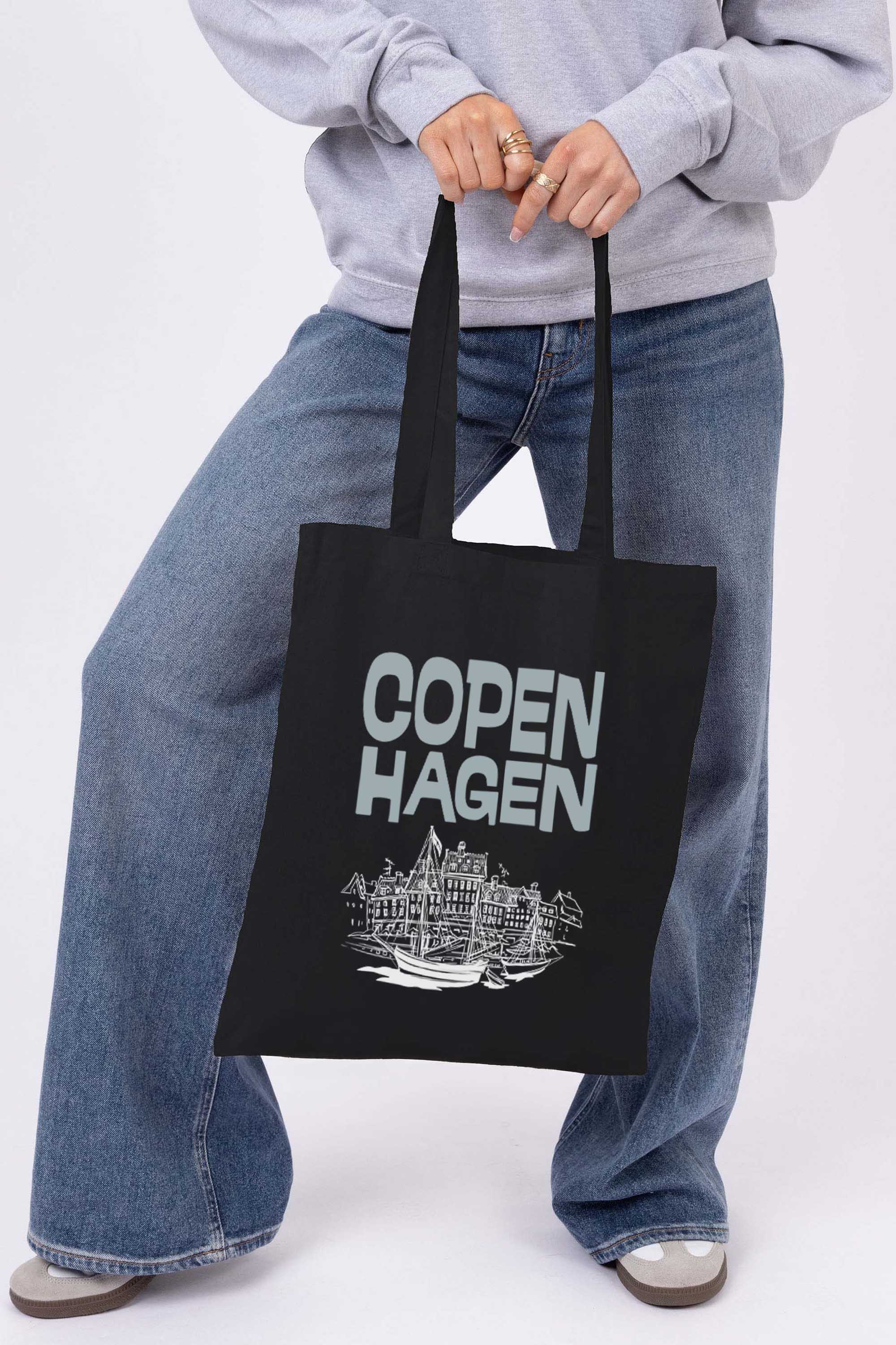 Copenhagen Denmark Graphic Printed Cotton Tote Bag
