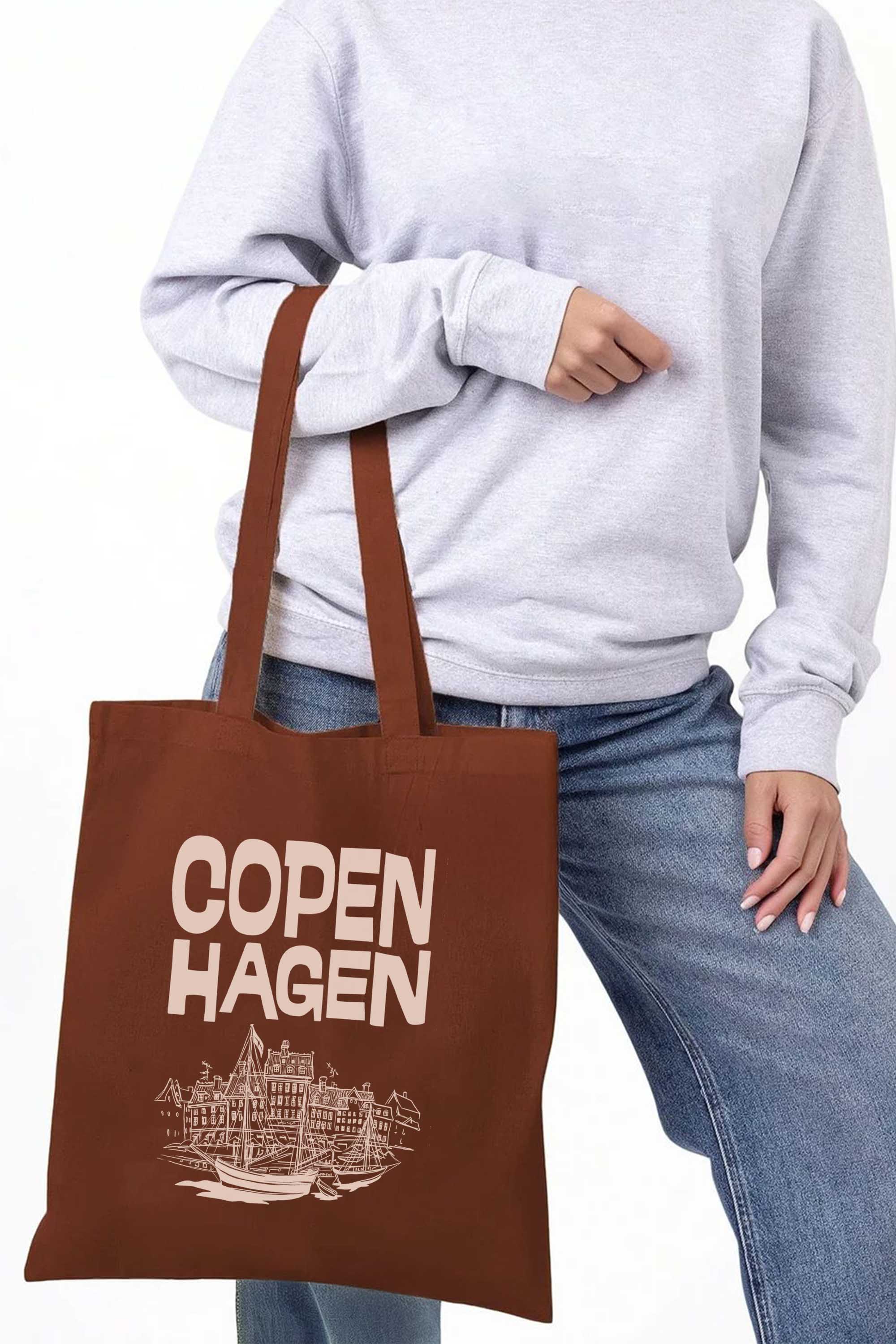 Copenhagen Denmark Graphic Printed Cotton Tote Bag