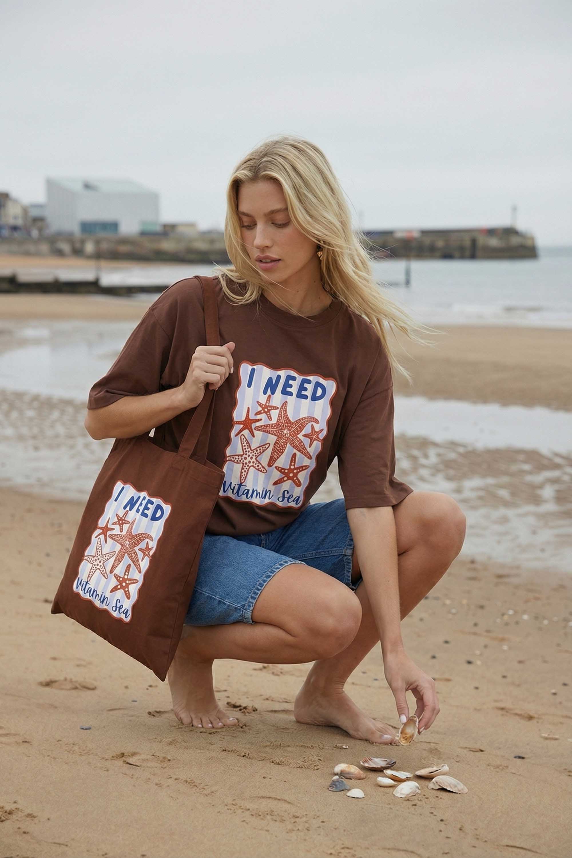 I Need Vitamin Sea Printed Tote Bag