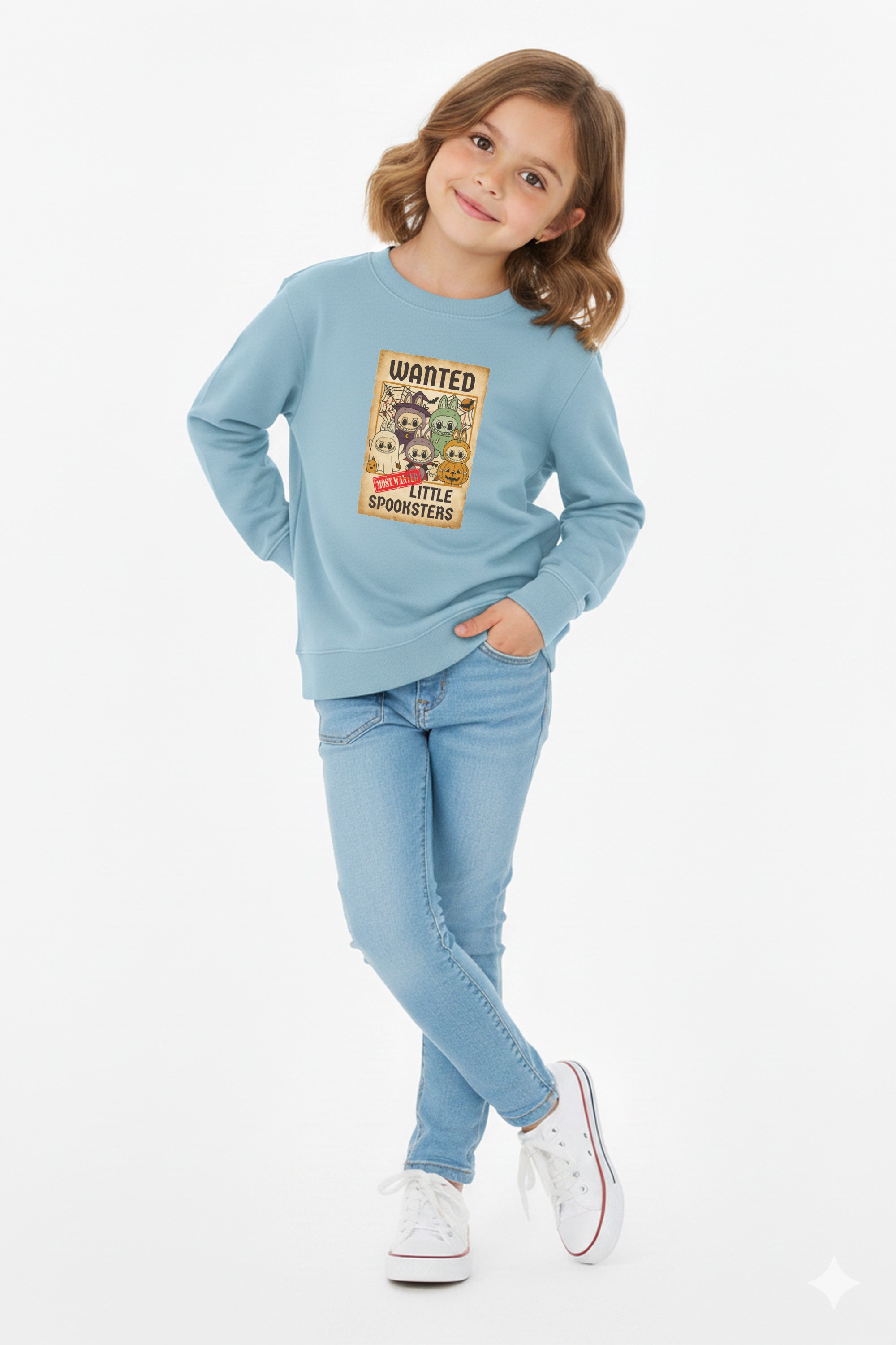 Kids Halloween Labubu Spooksters Printed Sweatshirt